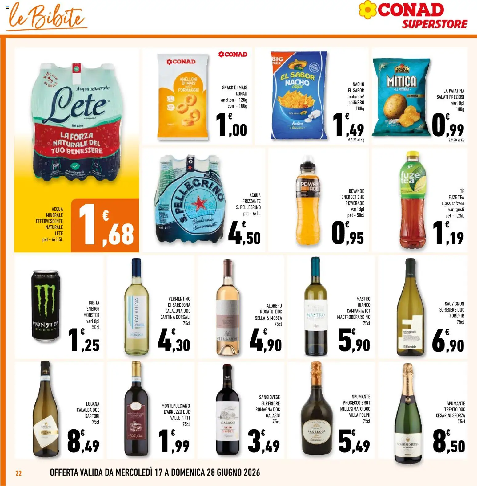 Volantino Conad del 17.06.2026 | Pagina: 22 | Prodotti: Tè, Prosecco, Bibite, Mais