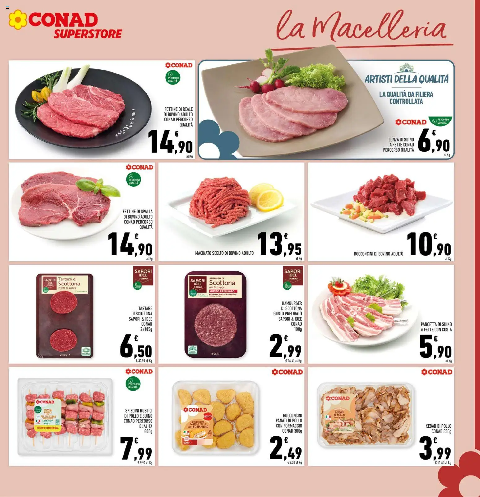 Volantino Conad del 15/07/2026 | Pagina: 9 | Prodotti: Pollo, Suino, Spiedini, Macinato