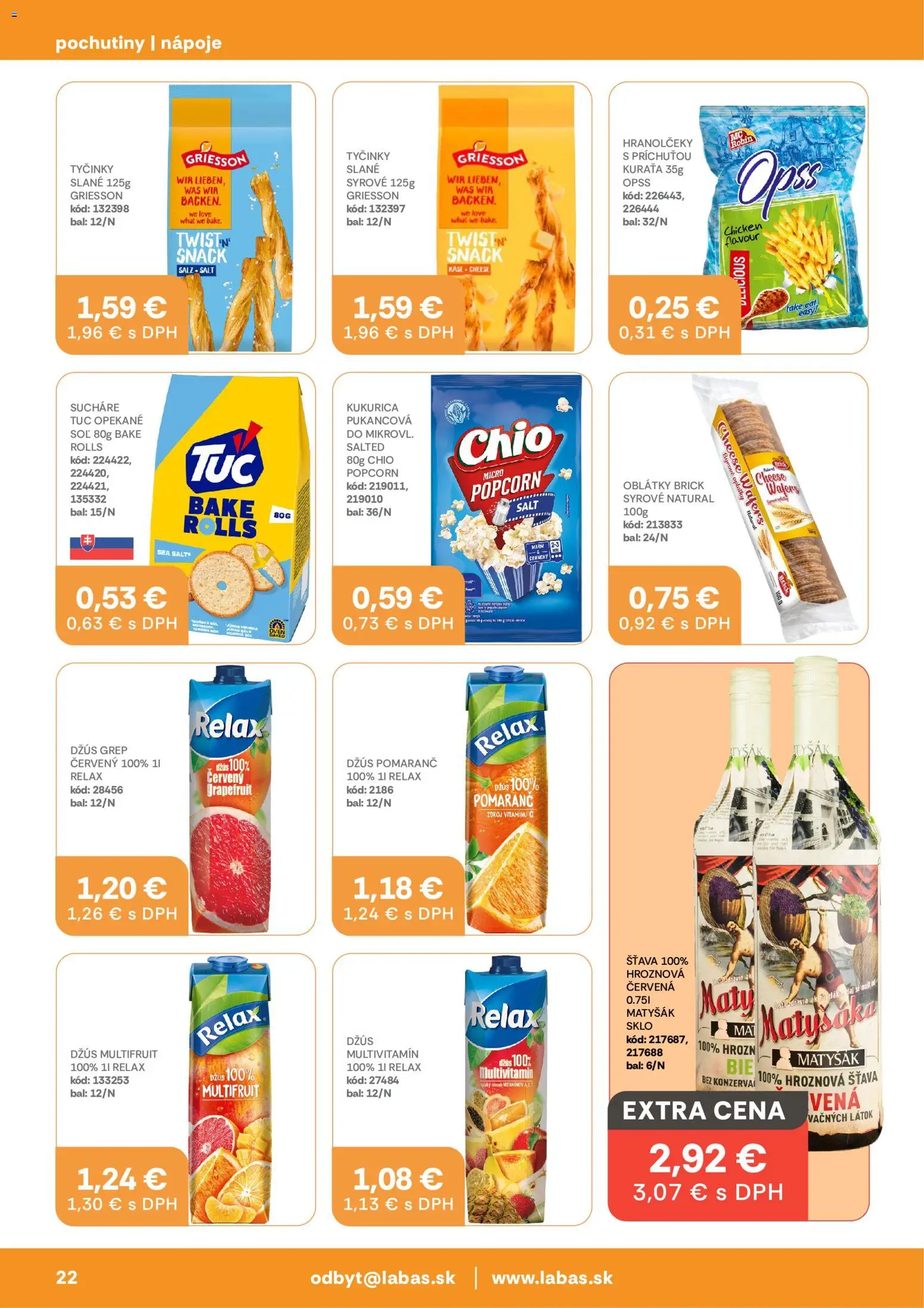 Nové Labaš akcie – leták je platný od 25.08.2026 | Strana: 22 | Produkty: Oblátky, Soľ, Kukurica, Šťava