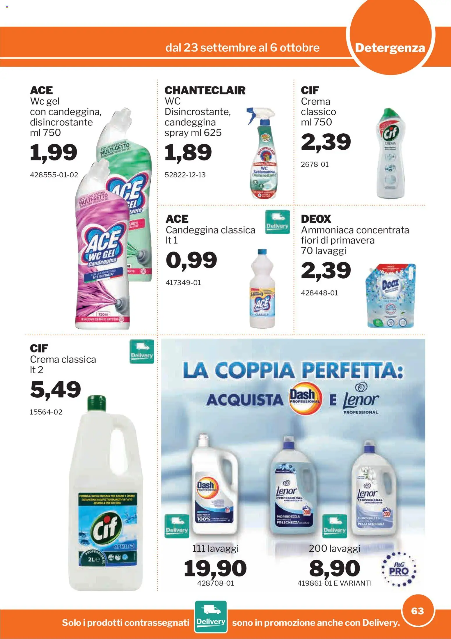 Volantino Sogegross del 23/09/2026 | Pagina: 63 | Prodotti: Crema, Candeggina, Fiori, WC