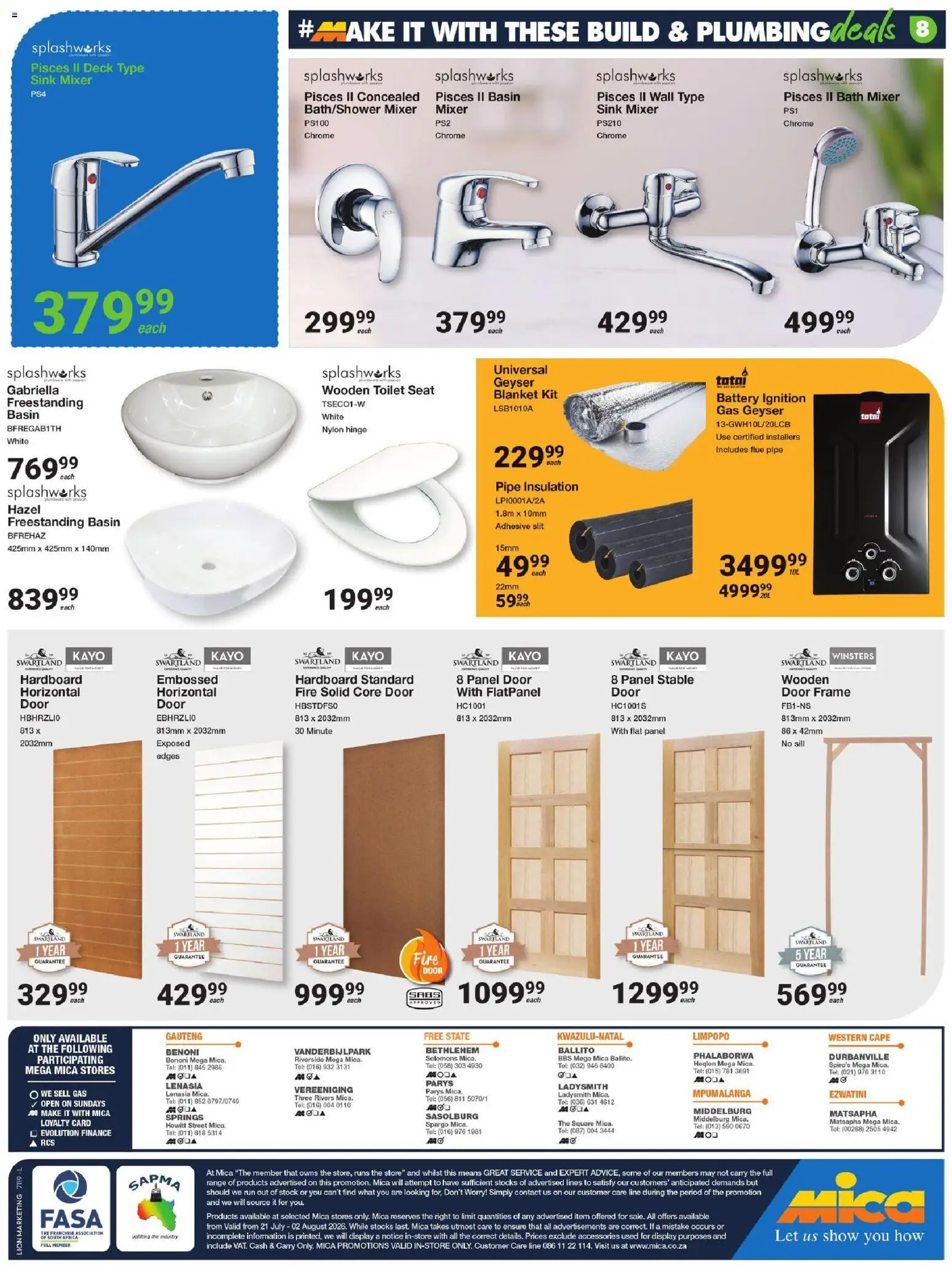 New MICA catalogue – valid from 21/07/2026 | Page: 8 | Products: Frame, Door frame, Blanket, Bath