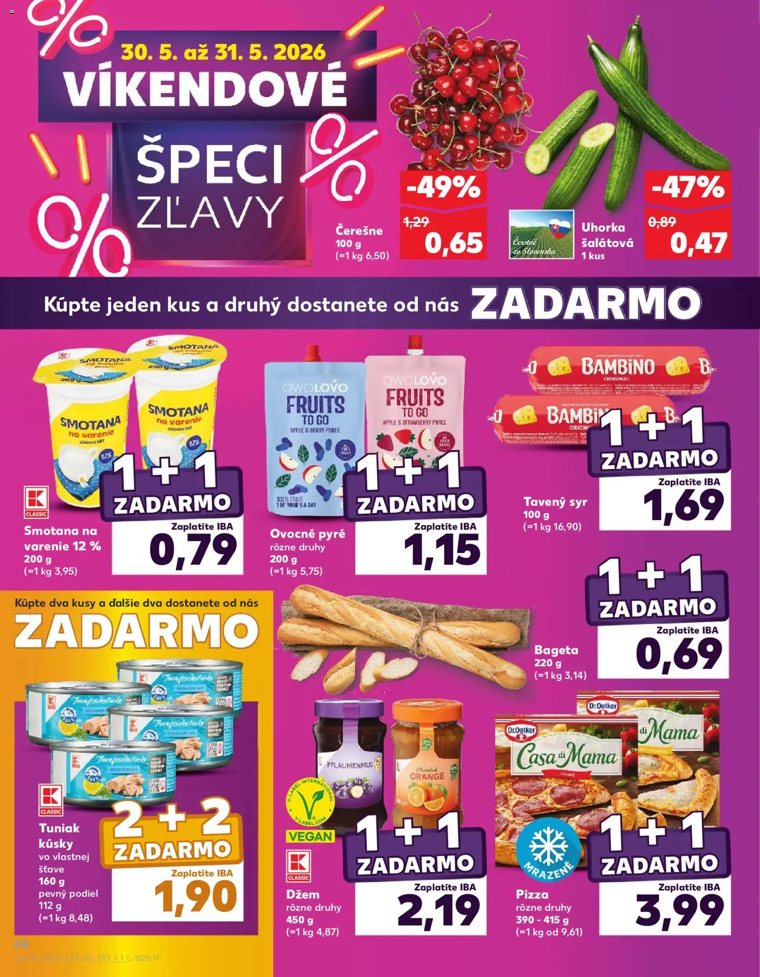 Nové Kaufland akcie – leták je platný od 28.05.2026 | Strana: 66 | Produkty: Smotana, Uhorka, Uhorka šalátová, Čerešne