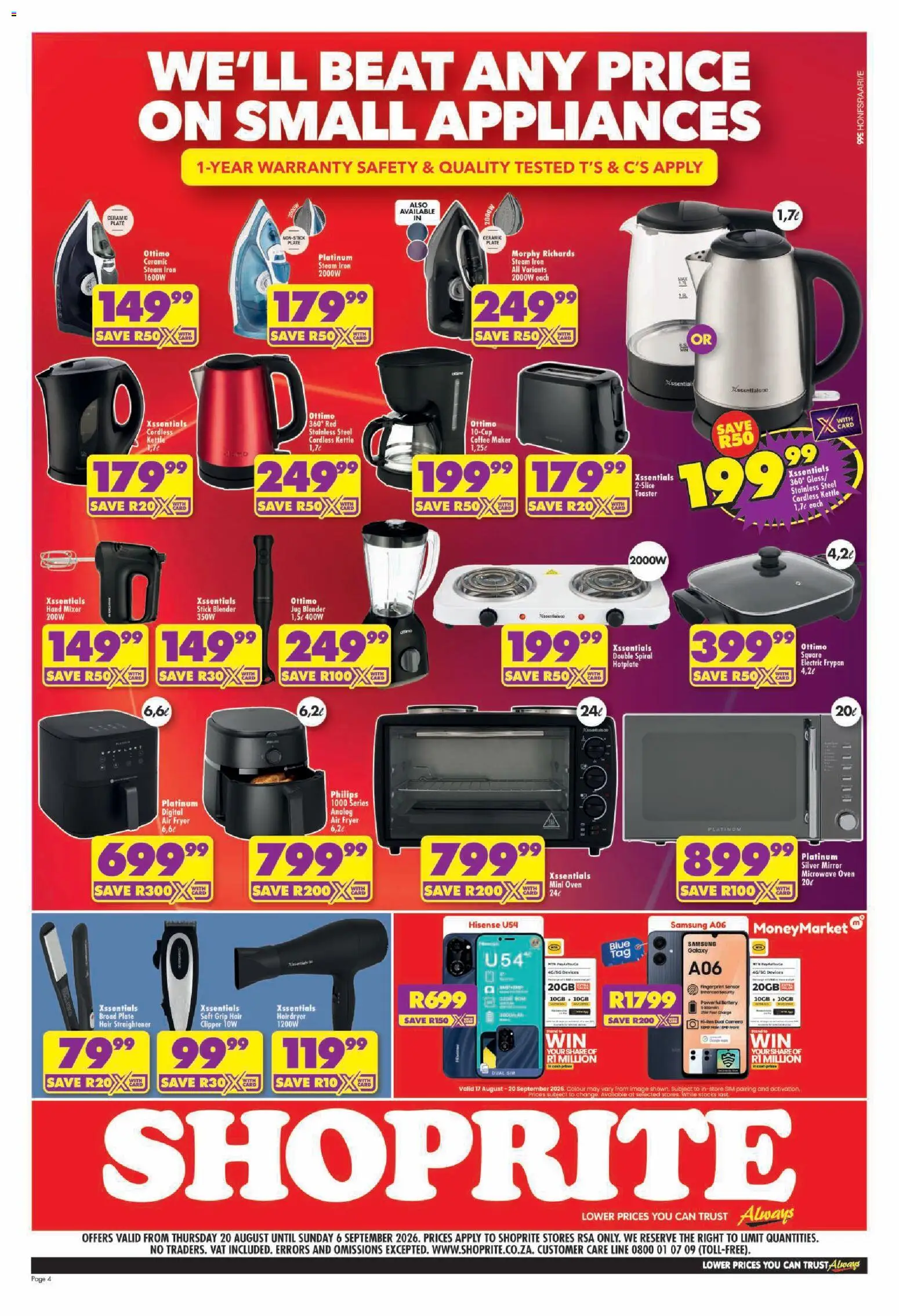 New Shoprite catalogue – valid from 20/08/2026 | Page: 4 | Products: Microwave oven, Kettle, Fryer, Coffee