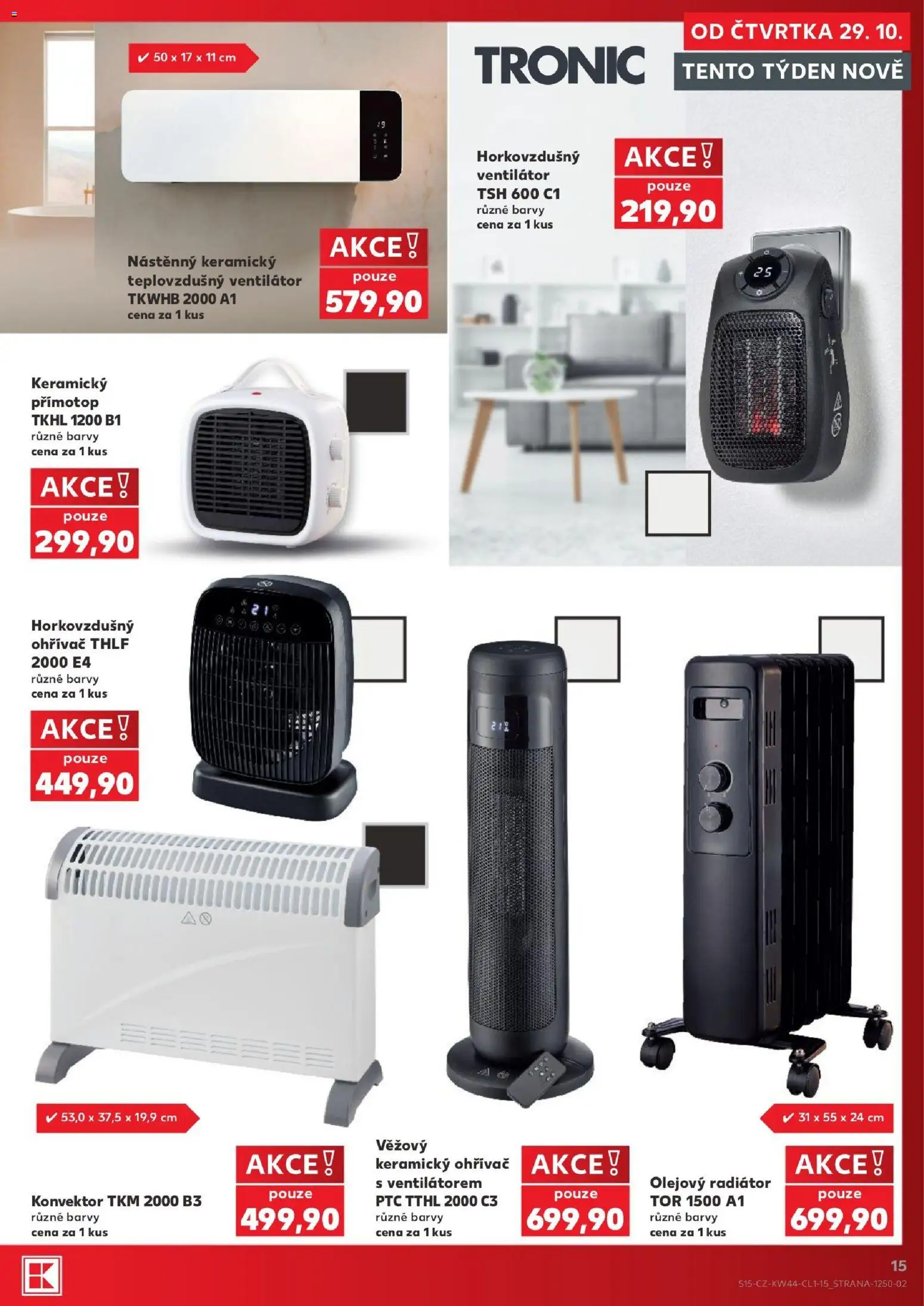 Kaufland leták - Plzeň od 29.10.2026 | Strana: 15 | Produkty: Horkovzdušný ventilátor, Ventilátor, Radiátor, Barvy