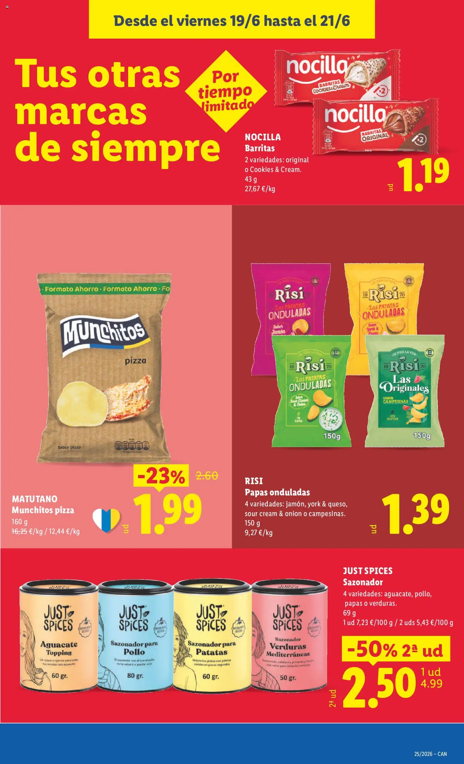 Lidl folleto Canarias │ válido desde el 15.06.2026 | Página: 57 | Productos: Papas onduladas, Jamón, Pizza, Sazonador