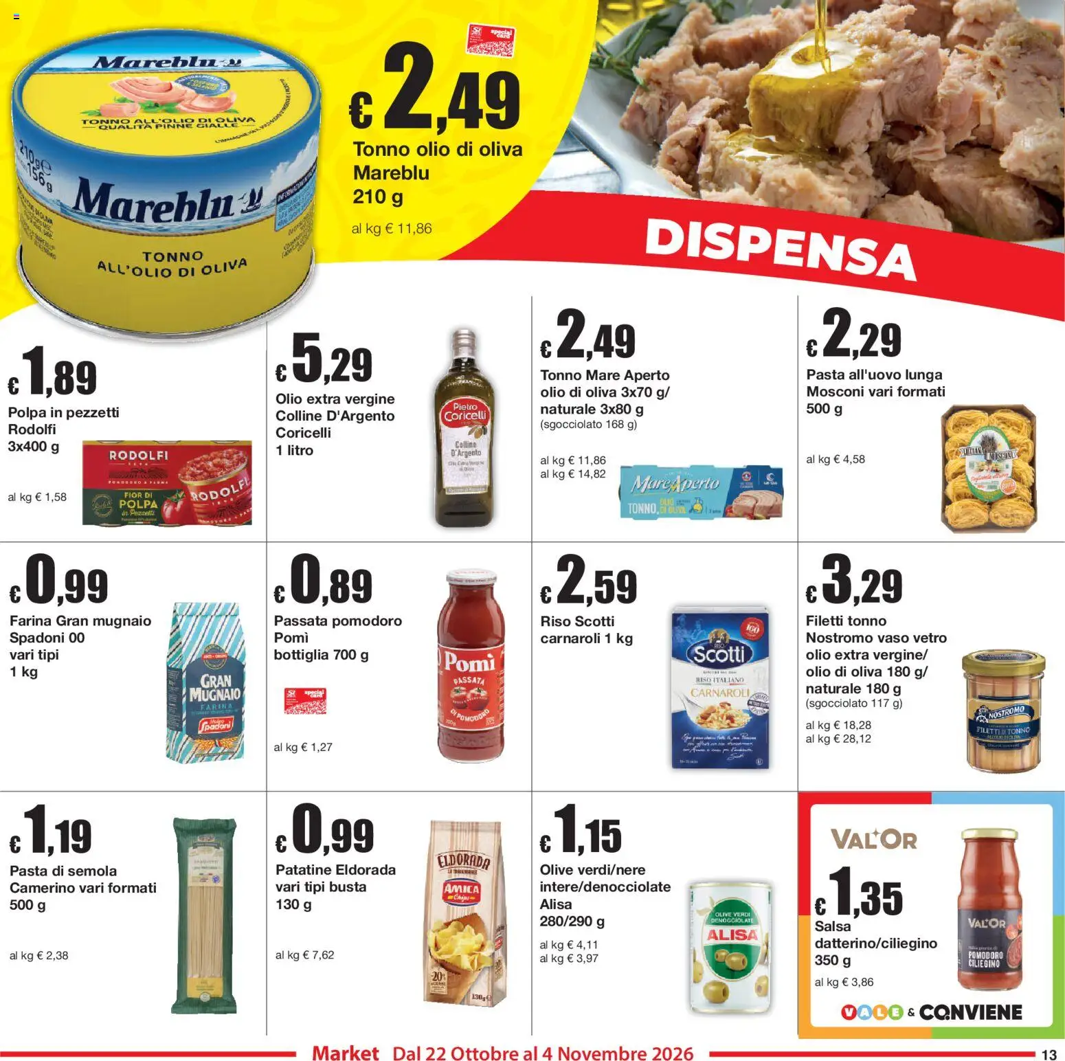 Volantino Sì con Te del 22/10/2026 | Pagina: 13 | Prodotti: Riso, Tonno, Semola, Olio di Oliva