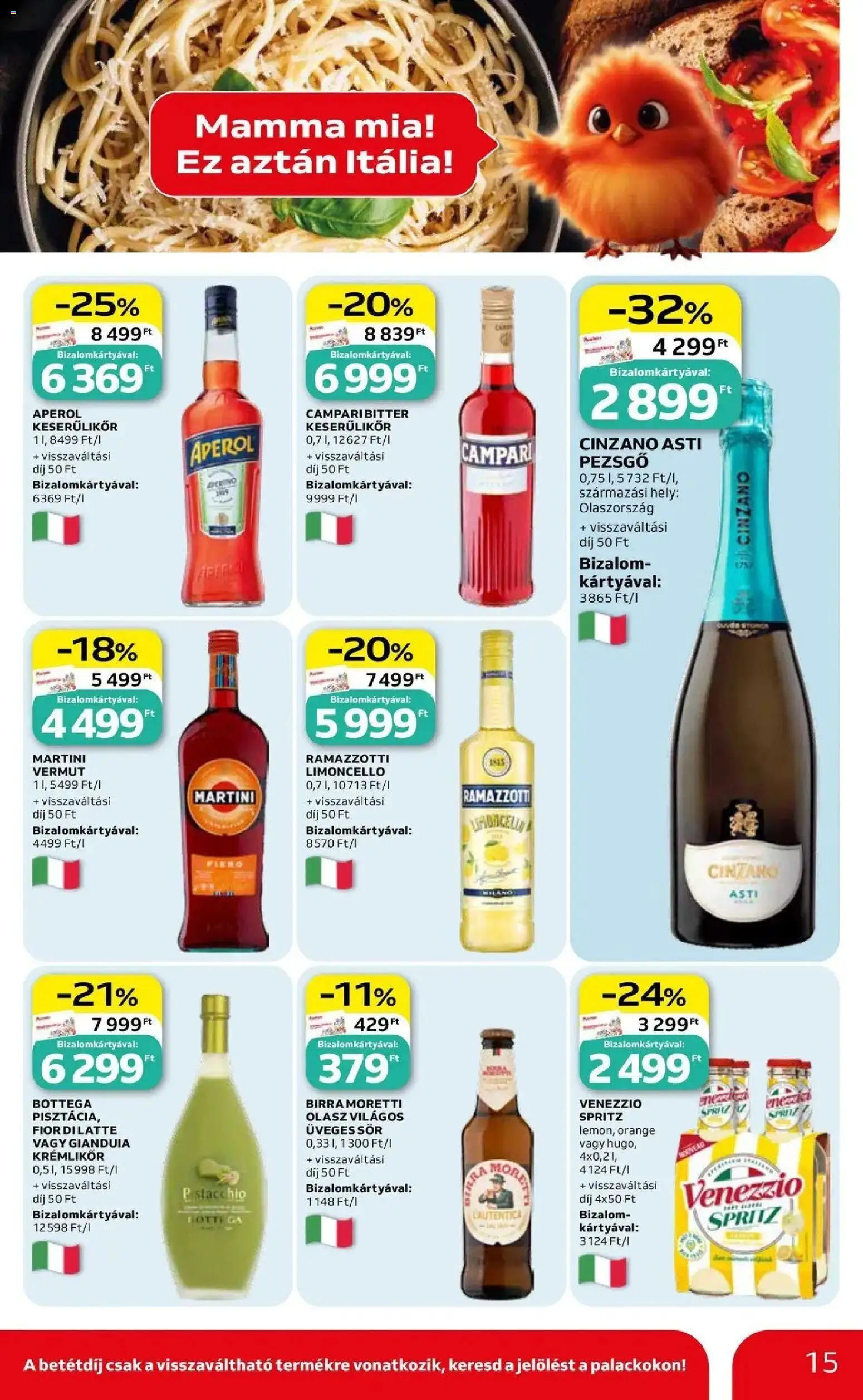 Auchan akciós ujság - amely érvényes a következő dátumtól: 07.05.2026 | Oldal: 15 | Termékek: Krémlikőr, Pezsgő, Campari, Sör