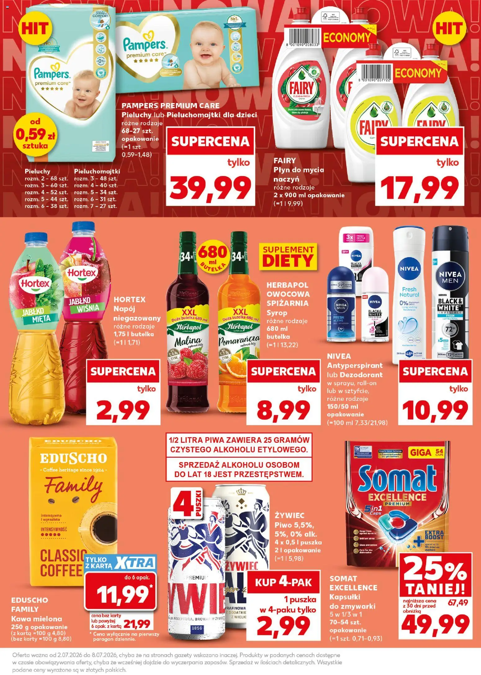Kaufland Polsko leták - Mocny start od 06.07.2026 | Strana: 9 | Produkty: Nivea, Pampers, Pampers Premium Care, Karty