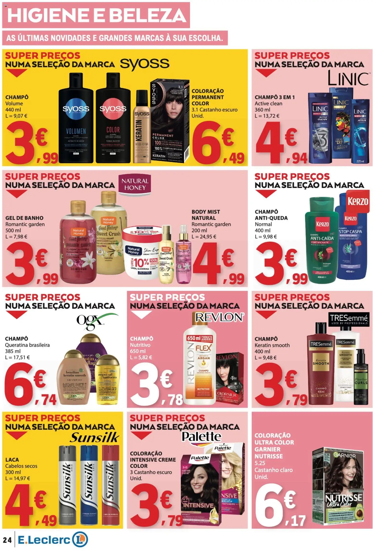E.Leclerc folheto │ válido de 09/07/2026 | Página: 24 | Produtos: Shampoo, Banho, Arroz, Creme