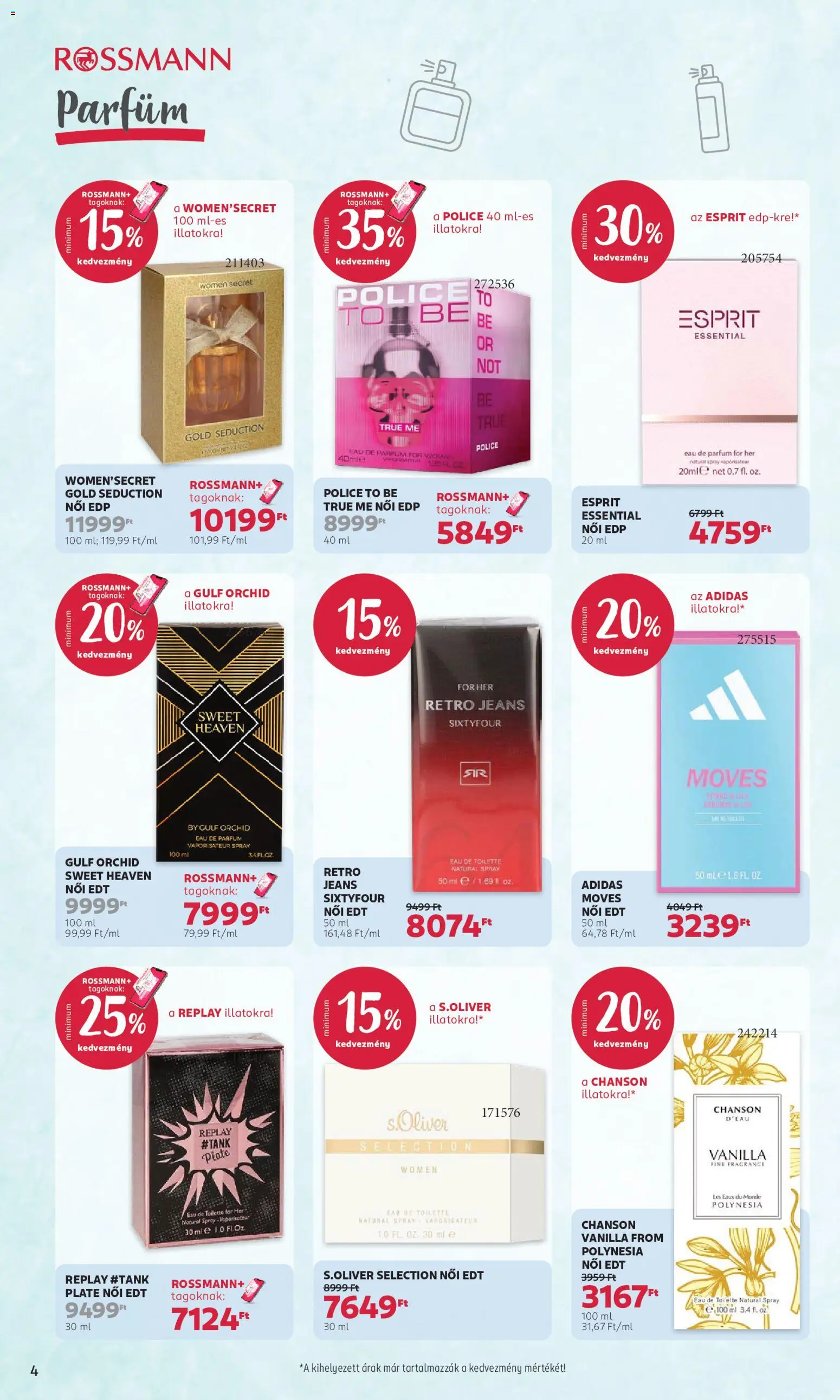 Rossmann akciós ujság - amely érvényes a következő dátumtól: 2026.10.19. | Oldal: 4 | Termékek: Adidas, Parfüm