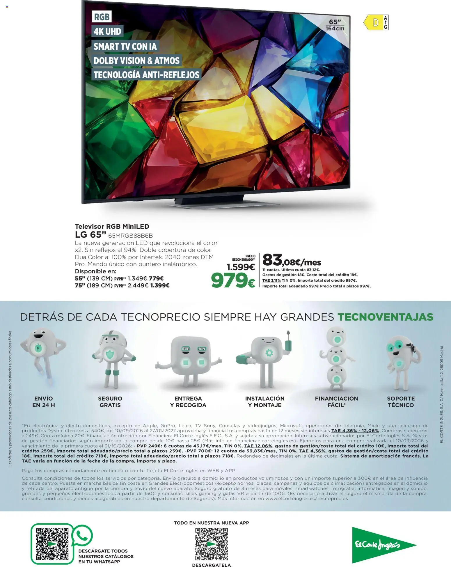 El Corte Inglés Los Tecnoprecios │ válido desde el 05/10/2026 | Página: 20 | Productos: Televisor, Gafas