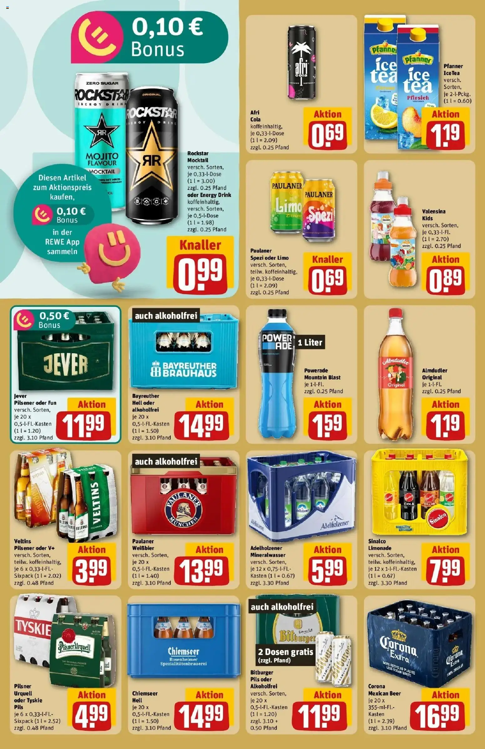 Rewe Prospekt München – gültig ab 06.07.2026 | Seite: 18 | Produkte: Weißbier, Pils, Adelholzener, Valensina