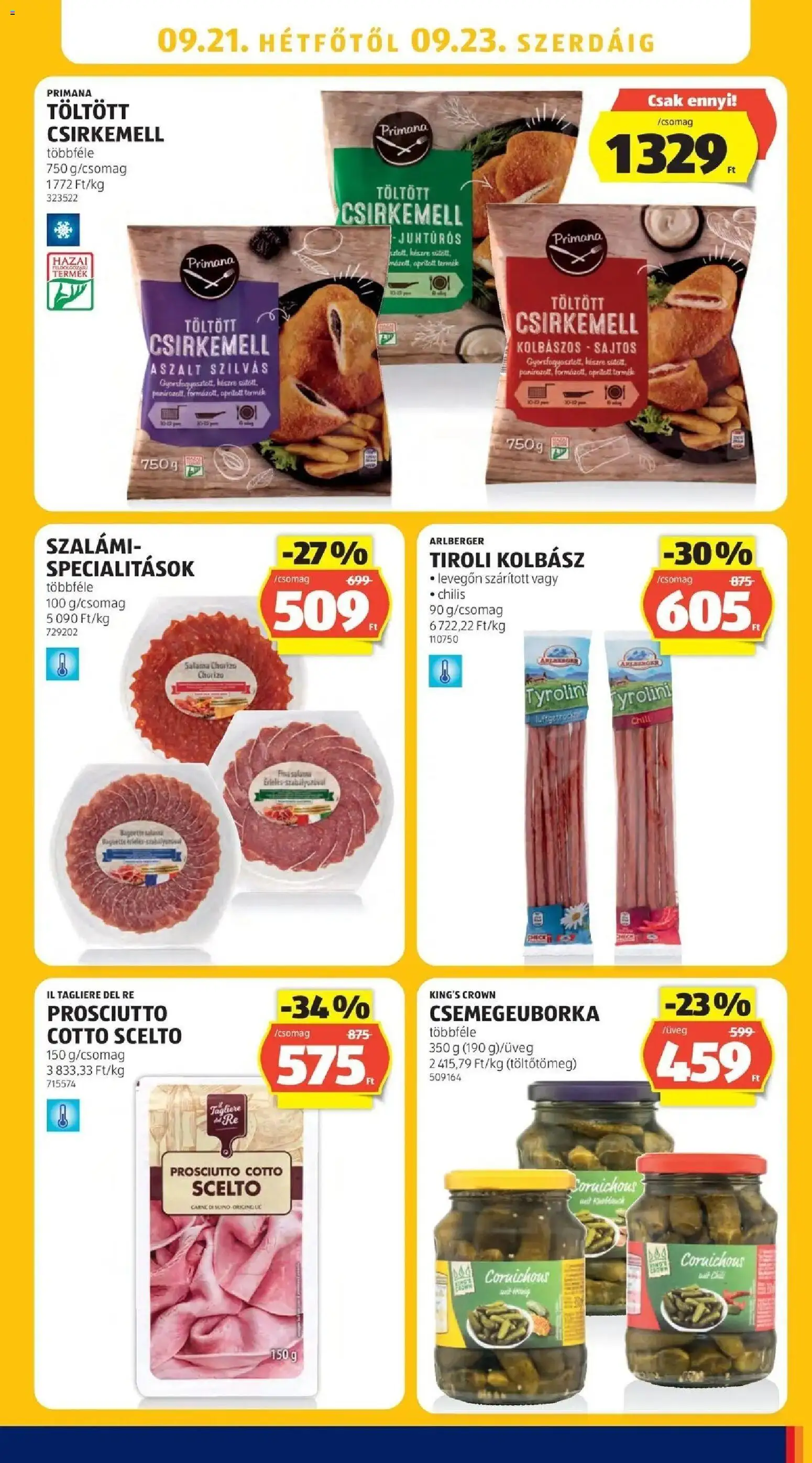 Aldi aktuális akciós újság - 2026.09.17. -tól/töl > akció, lapozható szórólap 🛍️ | Oldal: 23 | Termékek: Üveg, Chorizo, Csirkemell, Prosciutto