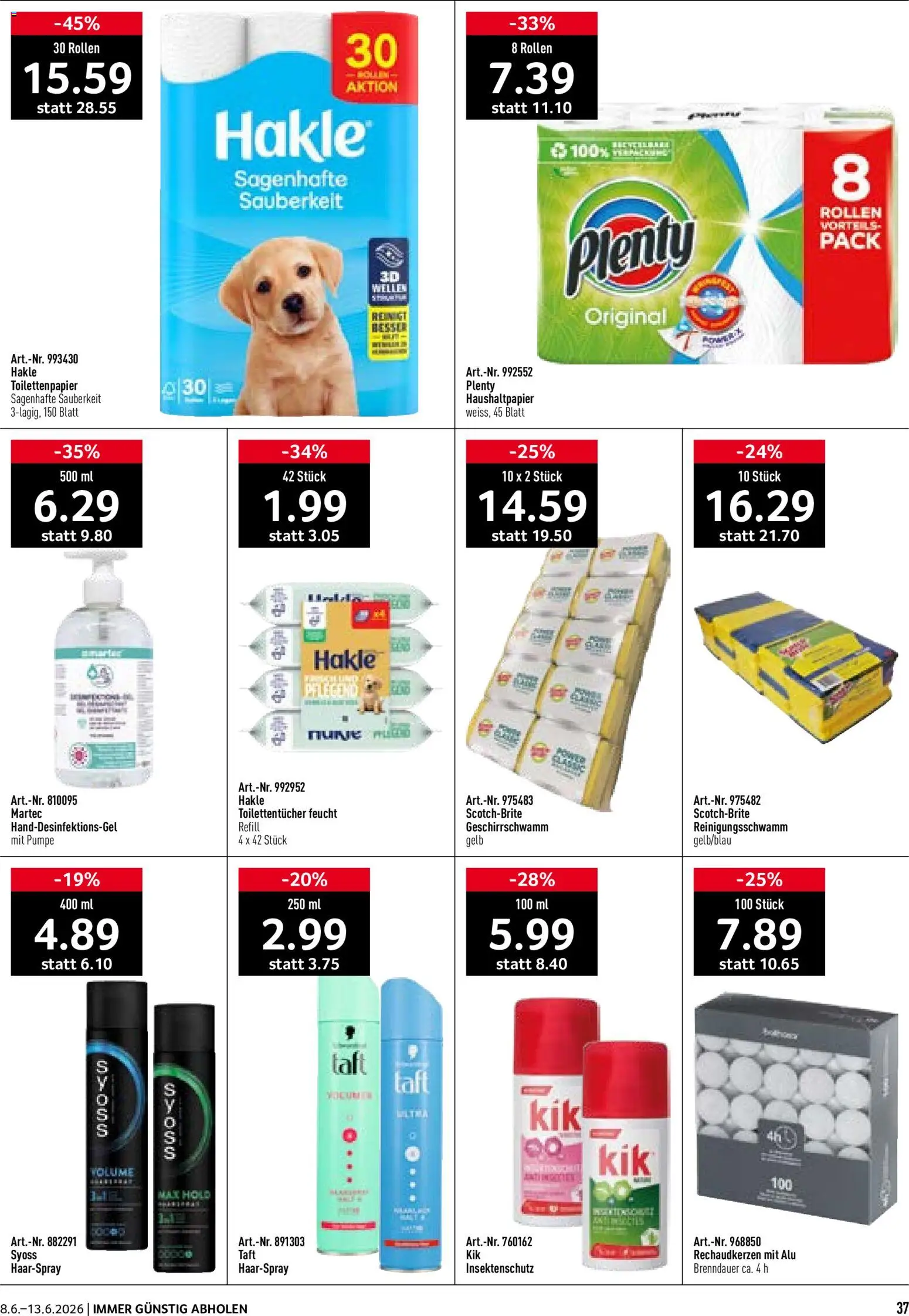 Prodega aktionen – gültig ab 08.06.2026 | Seite: 37 | Produkte: Haarspray, Toilettenpapier