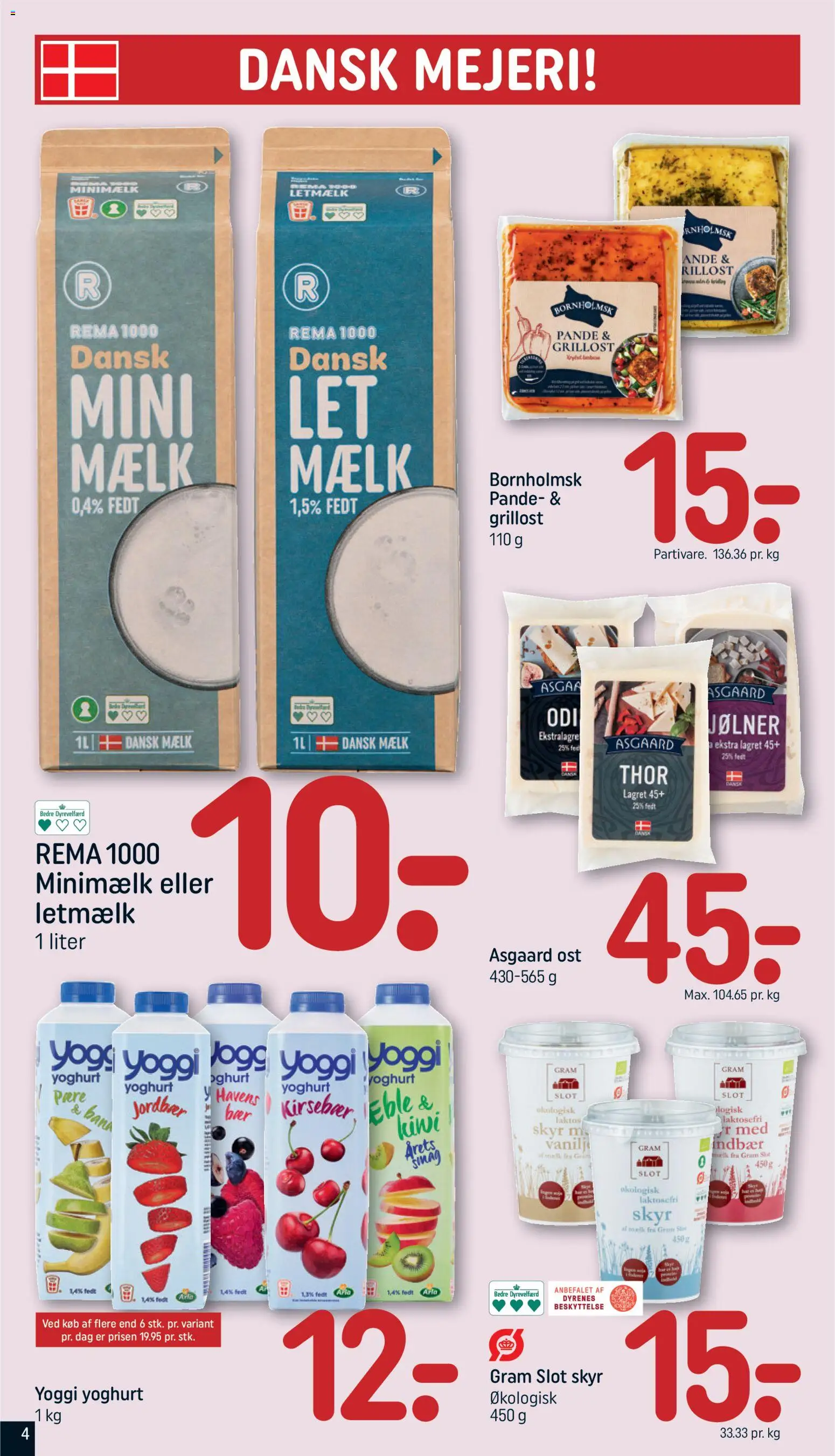 Rema 1000 tilbudsavis – gyldig fra 09/08/2026 | Side: 4 | Produkter: Mælk, Kiwi, Kirsebær, Letmælk
