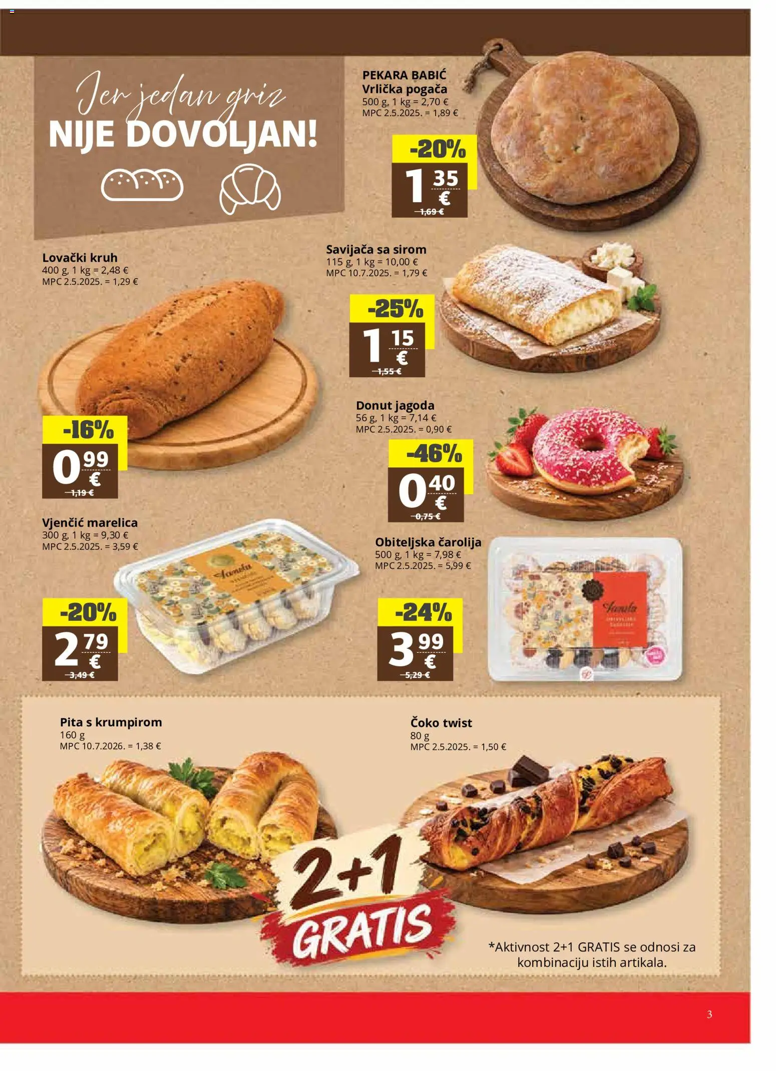 Ribola katalog | vrijedi od 07.10.2026 | Stranica: 3 | Proizvodi: Pekara, Griz, Pita, Lovacki kruh