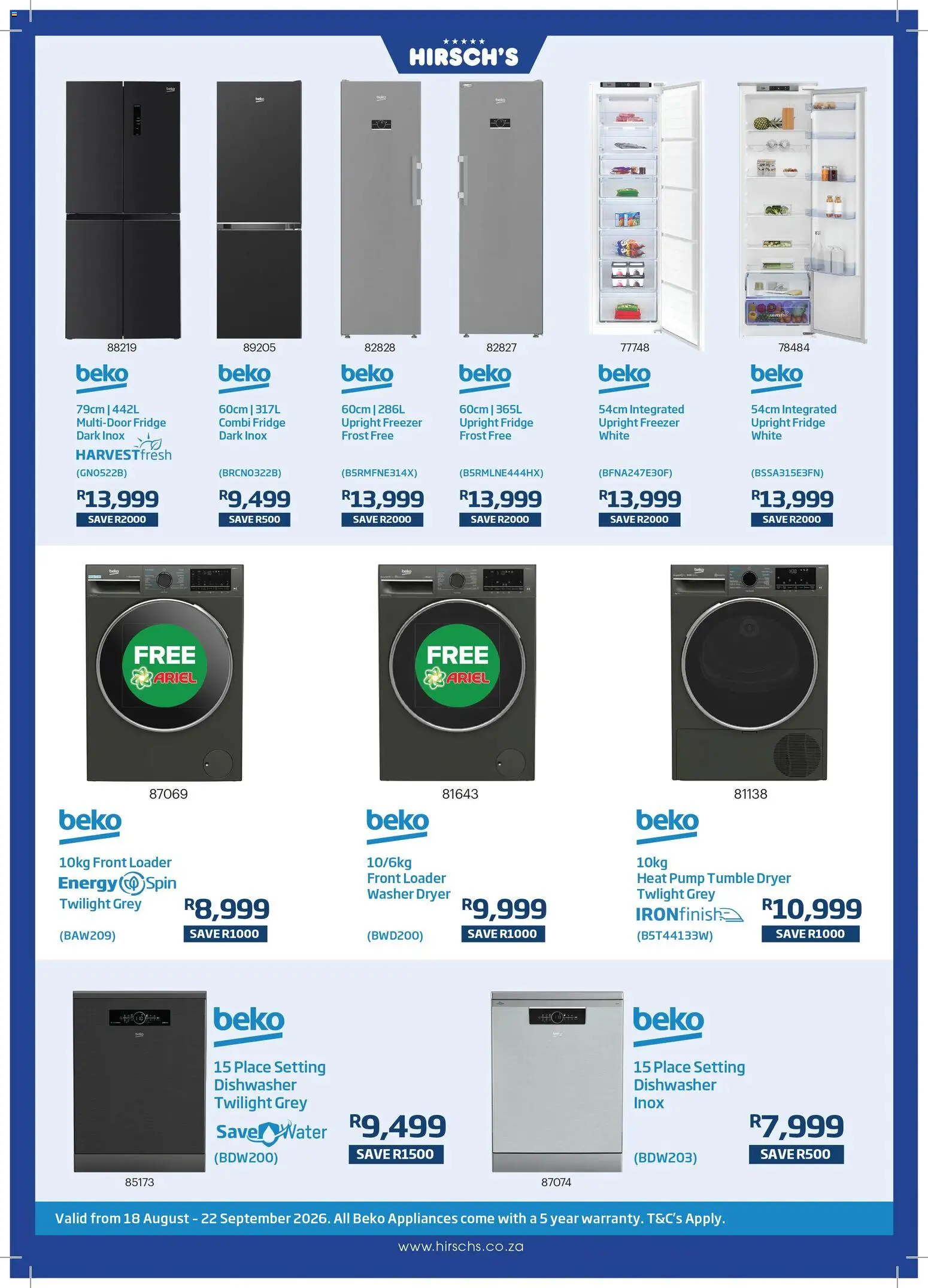 New Hirsch's catalogue – valid from 21/08/2026 | Page: 31 | Products: Freezer, Dishwasher, Fridge, Tumble dryer