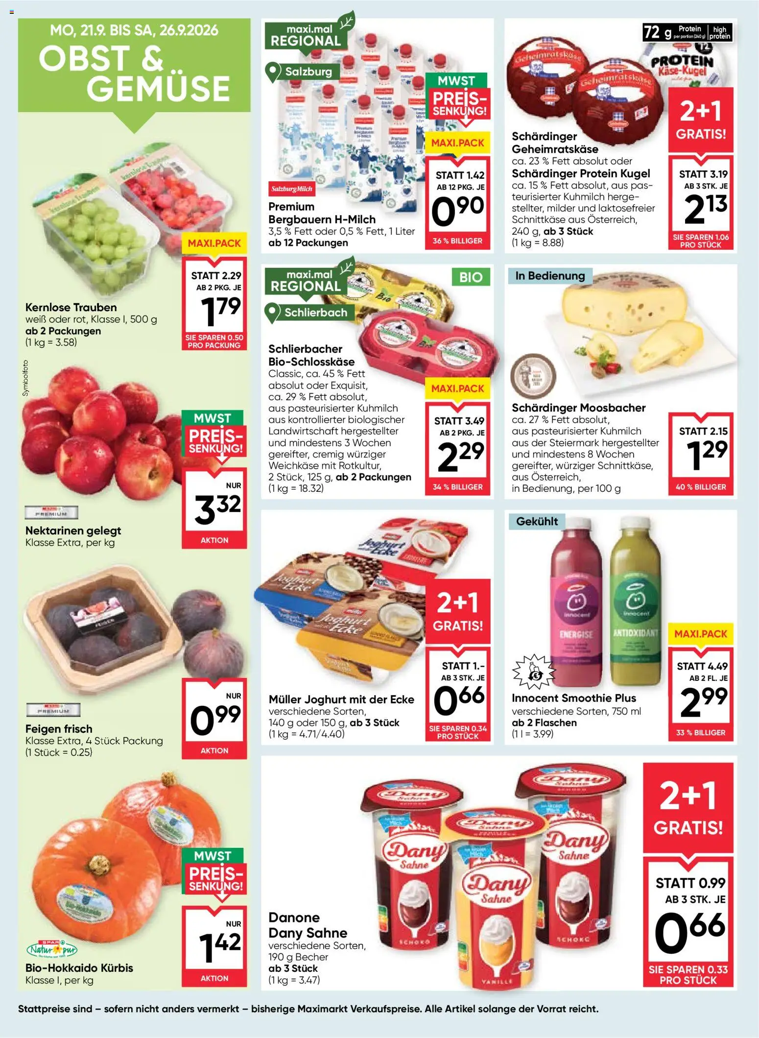 Maximarkt Flugblatt gültig ab 24.09.2026 | Seite: 10 | Produkte: Gemüse, Obst, Vanille, Joghurt