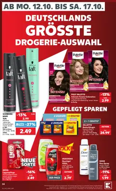 Náhled letáku Kaufland Německo leták - Montag bis Samstag od 12.10.2026 | Strana: 38 | Produkty: Vegan, Dove, Gillette fusion