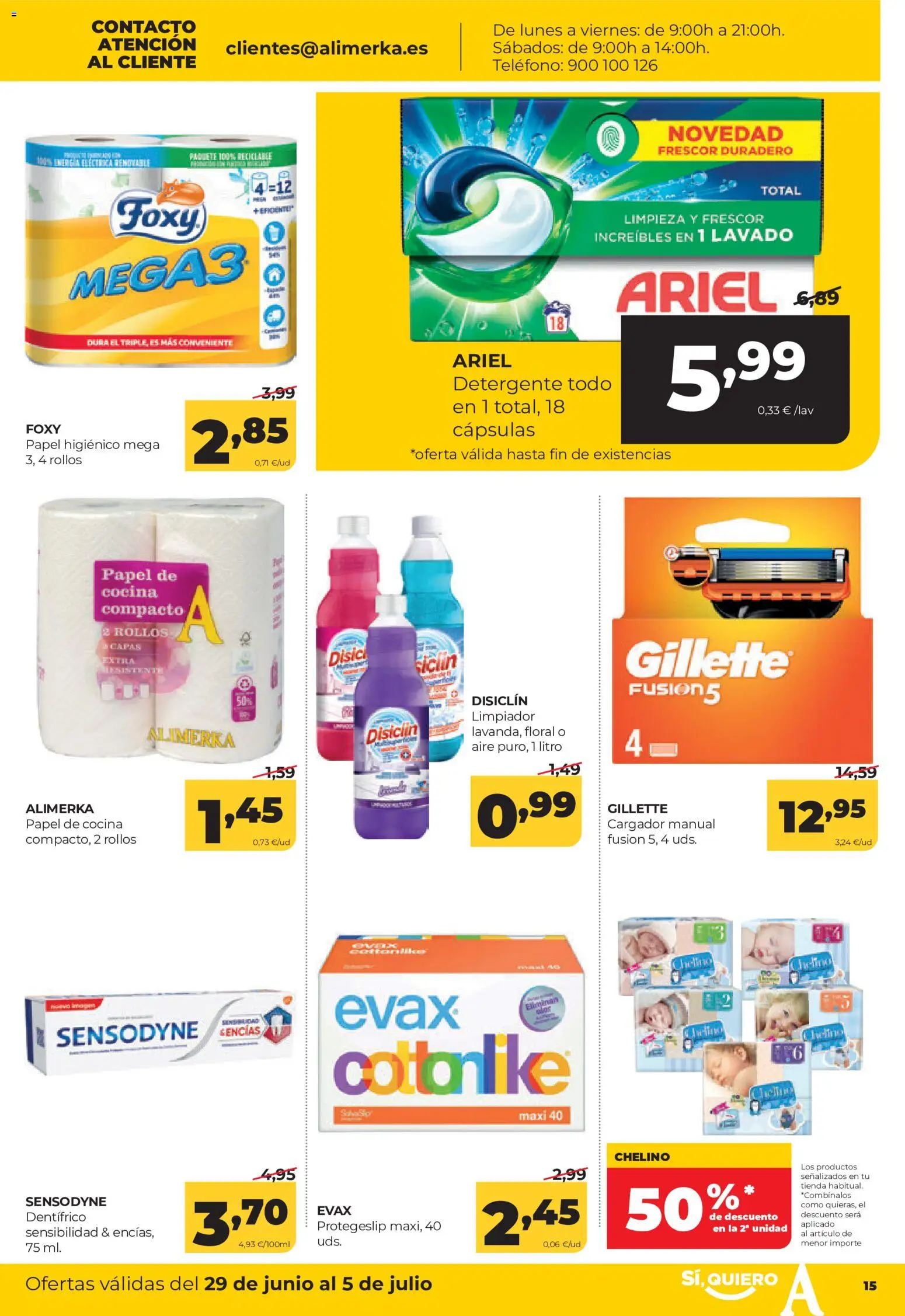 Alimerka folleto Castilla y León │ válido desde el 29/06/2026 | Página: 15 | Productos: Detergente, Papel higienico, Teléfono, Cocina