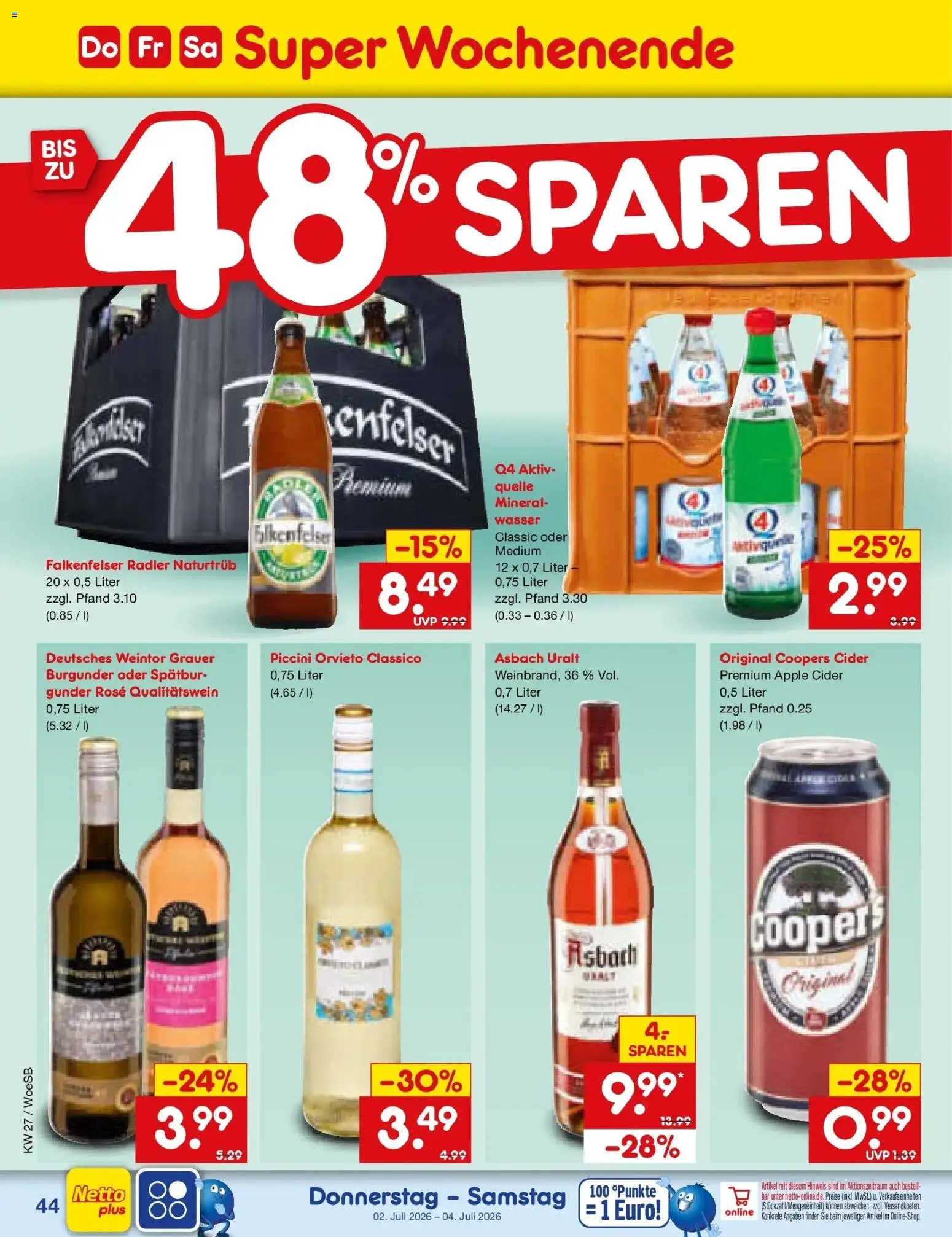 Netto Marken-Discount Prospekt Gemmingen – gültig ab 29.06.2026 | Seite: 64 | Produkte: Apple, Radler, Wasser, Asbach