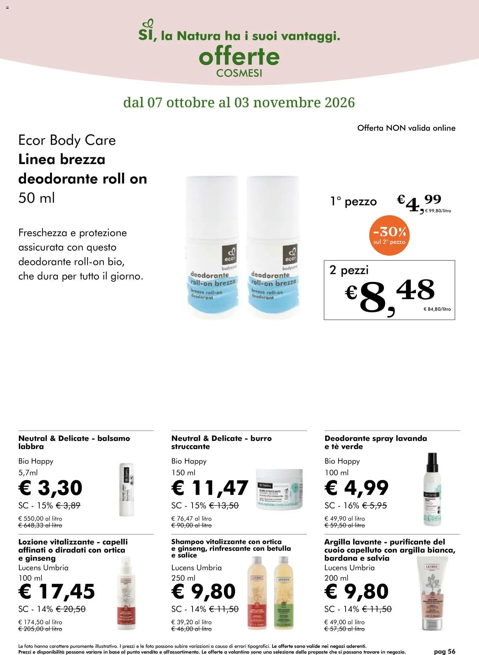 Volantino Natura Sì del 07/10/2026 | Pagina: 56 | Prodotti: Shampoo, Balsamo, Struccante, Lavanda