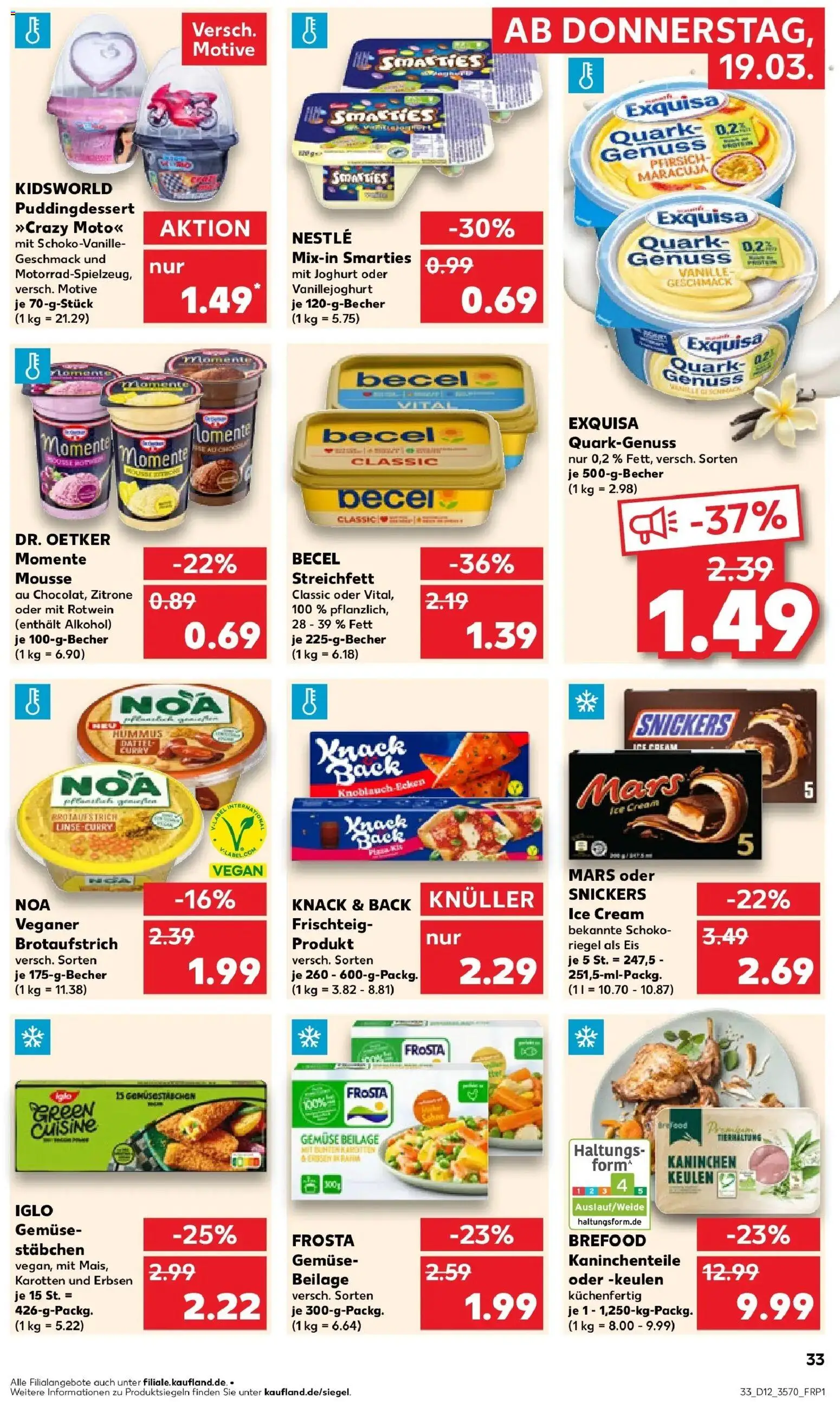 Kaufland Prospekt Annaberg-Buchholz	 – gültig ab 19.03.2026 | Seite: 33 | Produkte: Iglo, Snickers, Knoblauch, Pfirsich