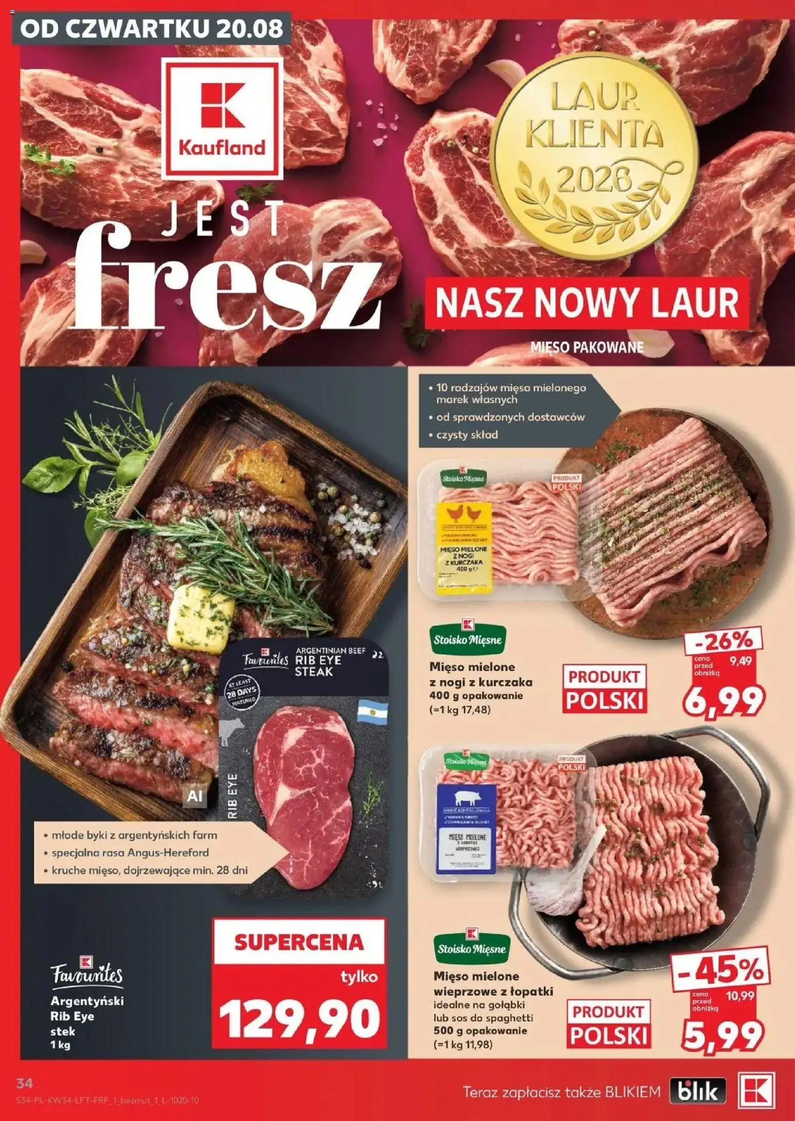 Kaufland gazetka od 20.08.2026 - od jutra PDF | Strona: 34 | Produkty: Gołąbki, Mięso, Mięso mielone, Sos