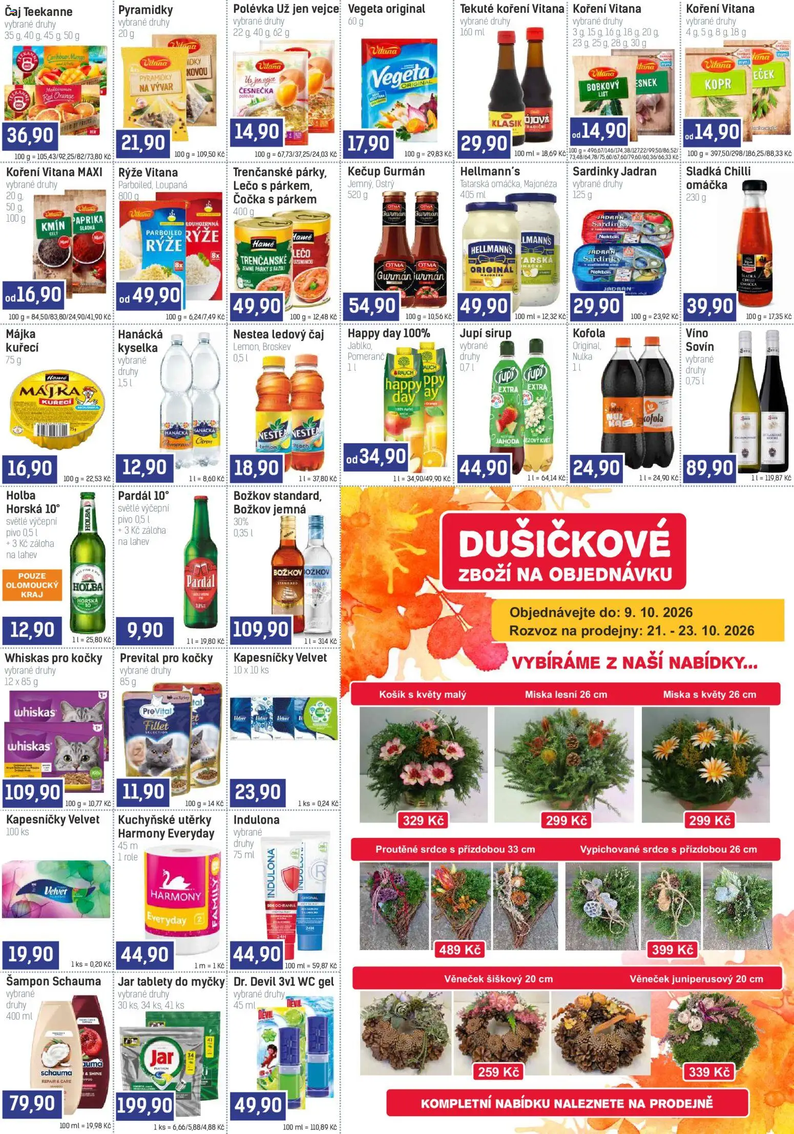 Konzum leták od 23.09.2026 | Strana: 3 | Produkty: Párky, Kečup, Majonéza, Květy