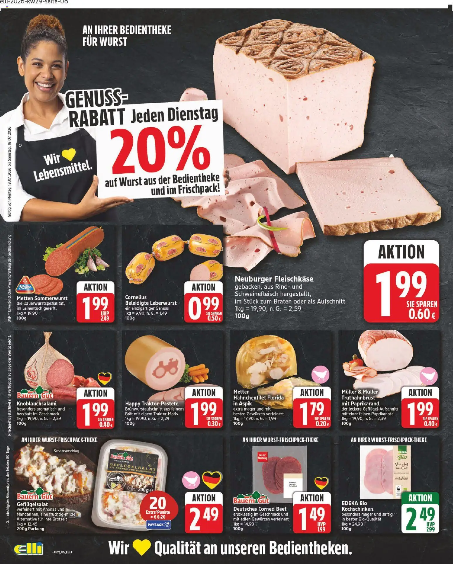 Elli Markt Prospekt Erwitte – gültig ab 13.07.2026 | Seite: 6 | Produkte: Mandarinen, Ananas, Wurst, Schweinefleisch