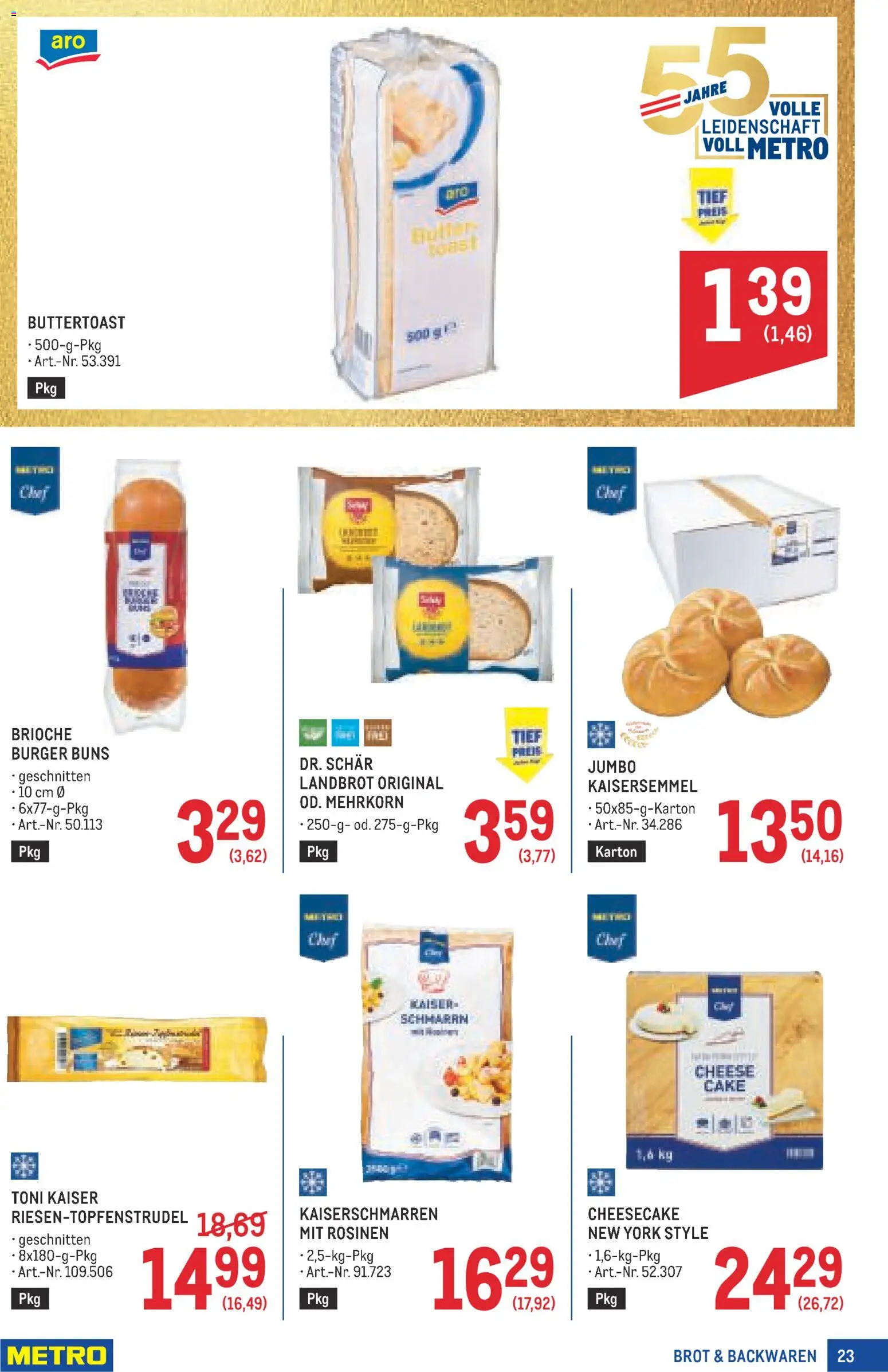 Metro angebote Profi gültig ab 01.10.2026 | Seite: 23 | Produkte: Rosinen, Burger, Brot, Brioche
