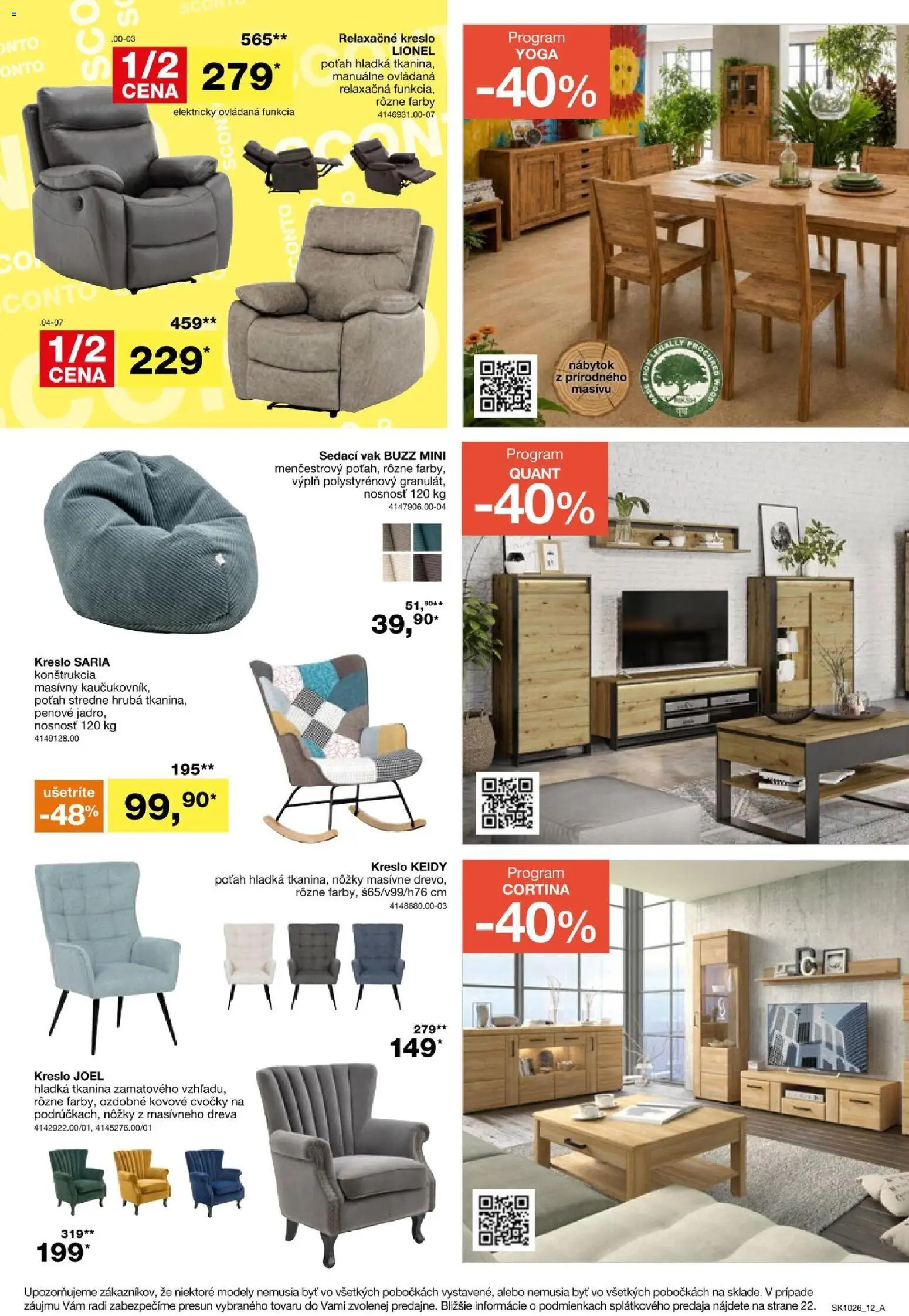 Nové Sconto nábytok akcie – leták je platný od 05.08.2026 | Strana: 12 | Produkty: Nábytok, Sedací vak, Relaxačné kreslo