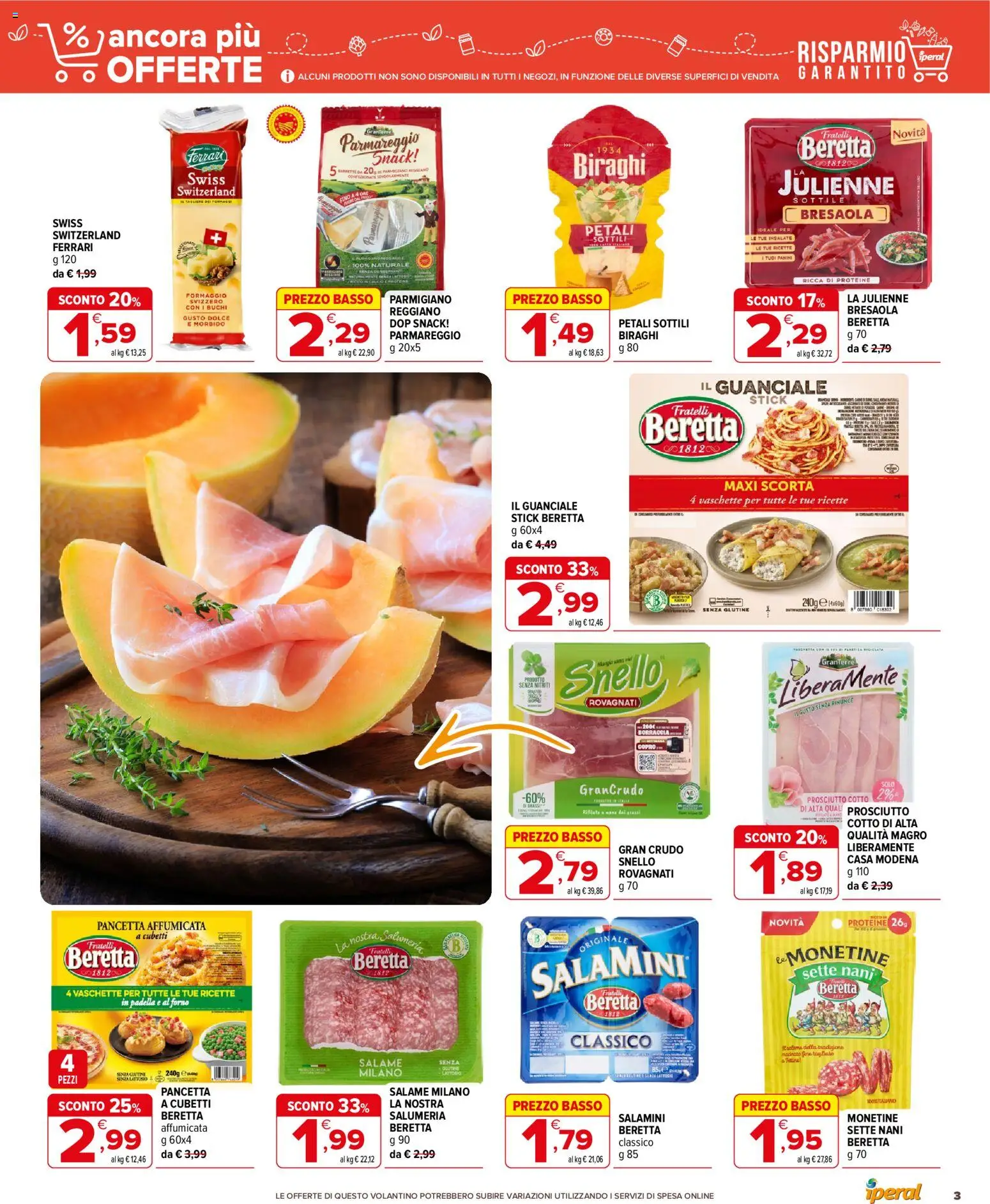 Volantino Iperal del 29/07/2026 | Pagina: 3 | Prodotti: Salame, Formaggio, Prosciutto, Padella