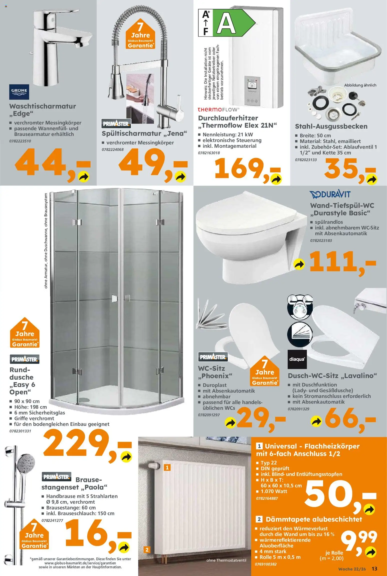 Globus Baumarkt Prospekt Weinstadt-Endersbach – gültig ab 26.05.2026 | Seite: 13 | Produkte: Dusche