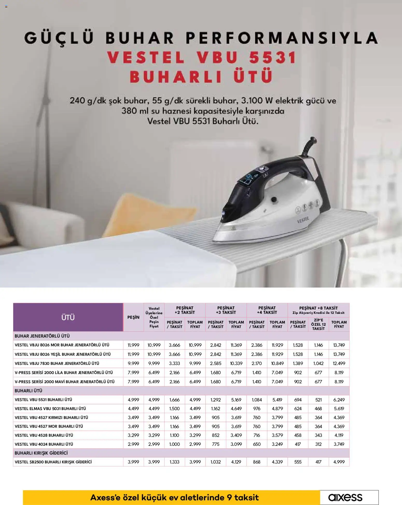 Vestel - Küçük Ev Aletleri - 01.06.2026 tarihinden itibaren geçerlidir | Sayfa: 18 | Ürünler: Su, Ütü