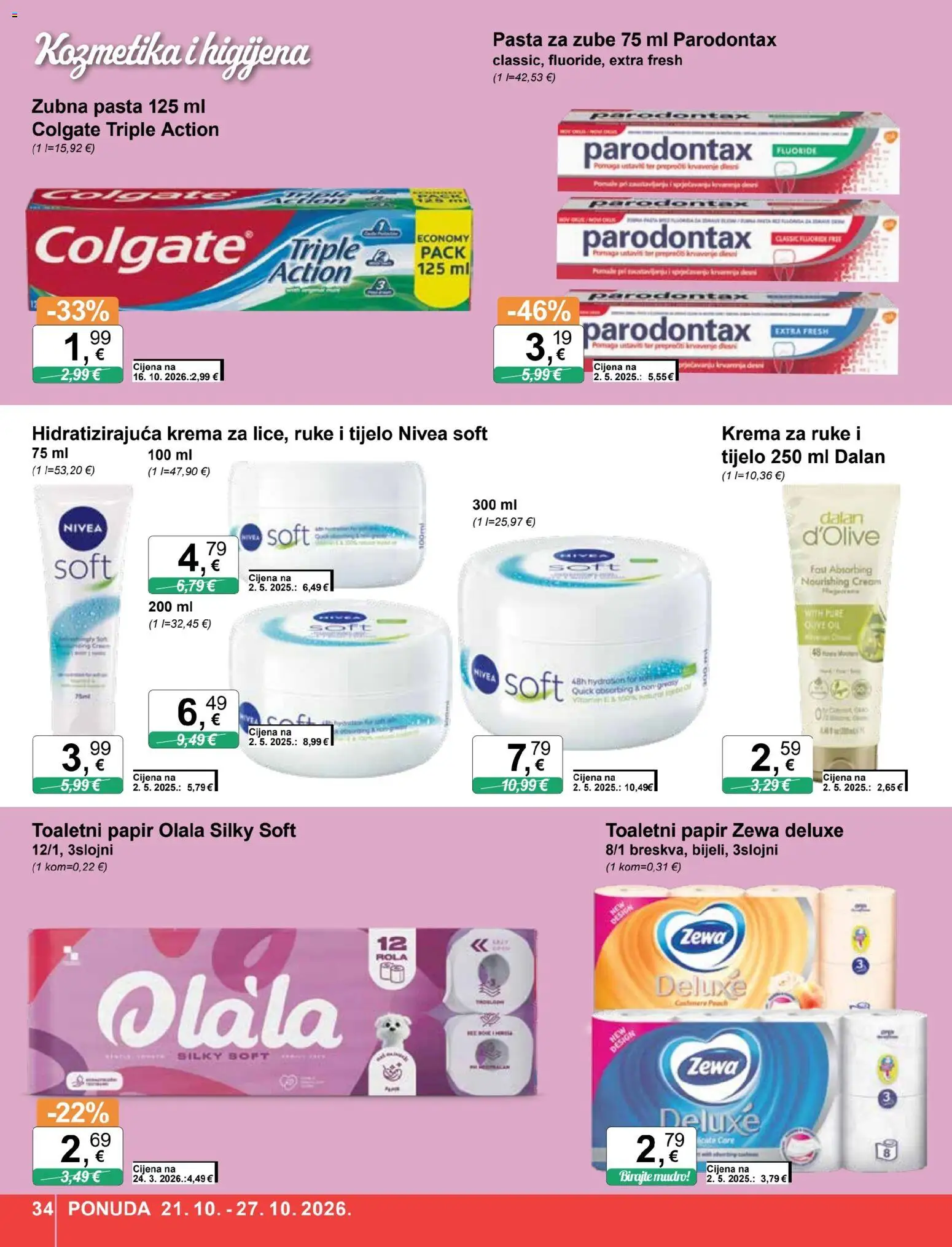 KTC katalog | vrijedi od 21.10.2026 | Stranica: 34 | Proizvodi: Krema za ruke, Pasta za zube, Krema, Pasta