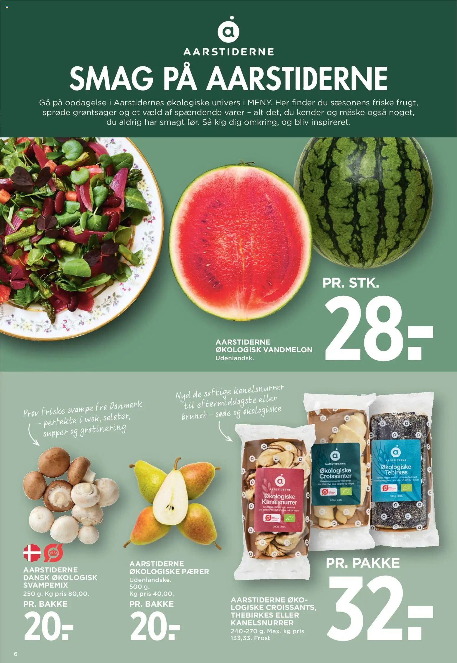 Meny tilbudsavis – gyldig fra 31/07/2026 | Side: 6 | Produkter: Croissanter, Maske, Tebirkes, Pærer