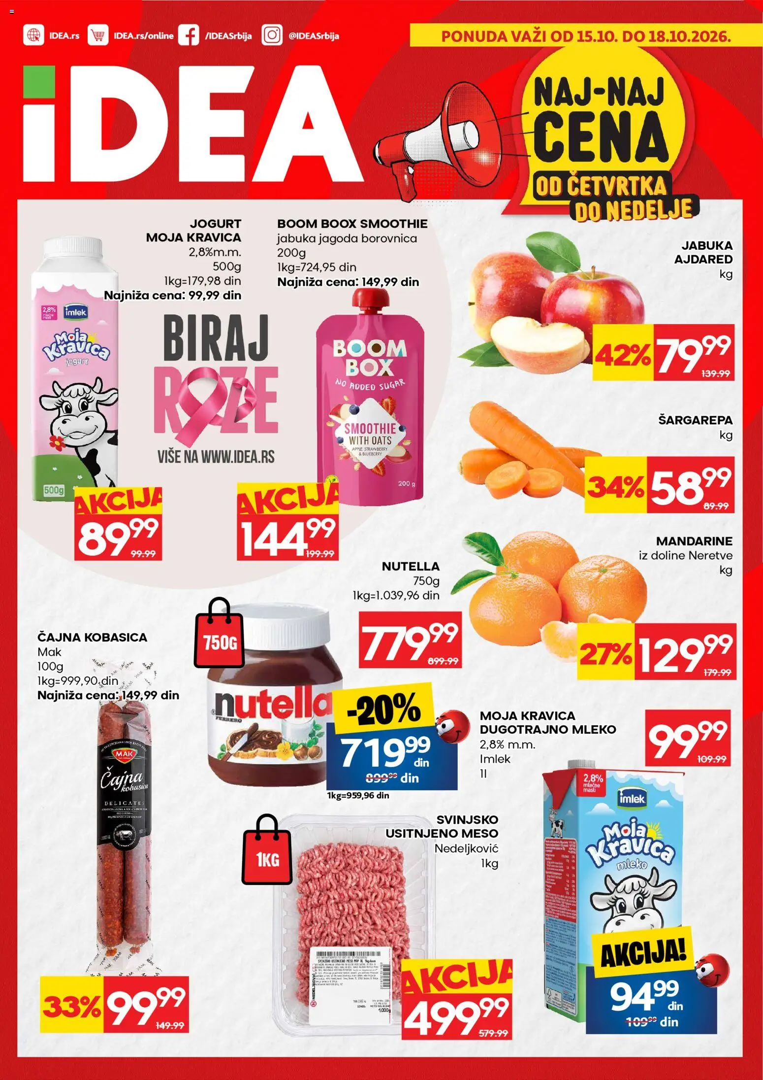 Idea katalog - važi od 15.10.2026 | Strana: 1 | Proizvode: Mandarine, Jagoda, Dugotrajno mleko, Borovnica
