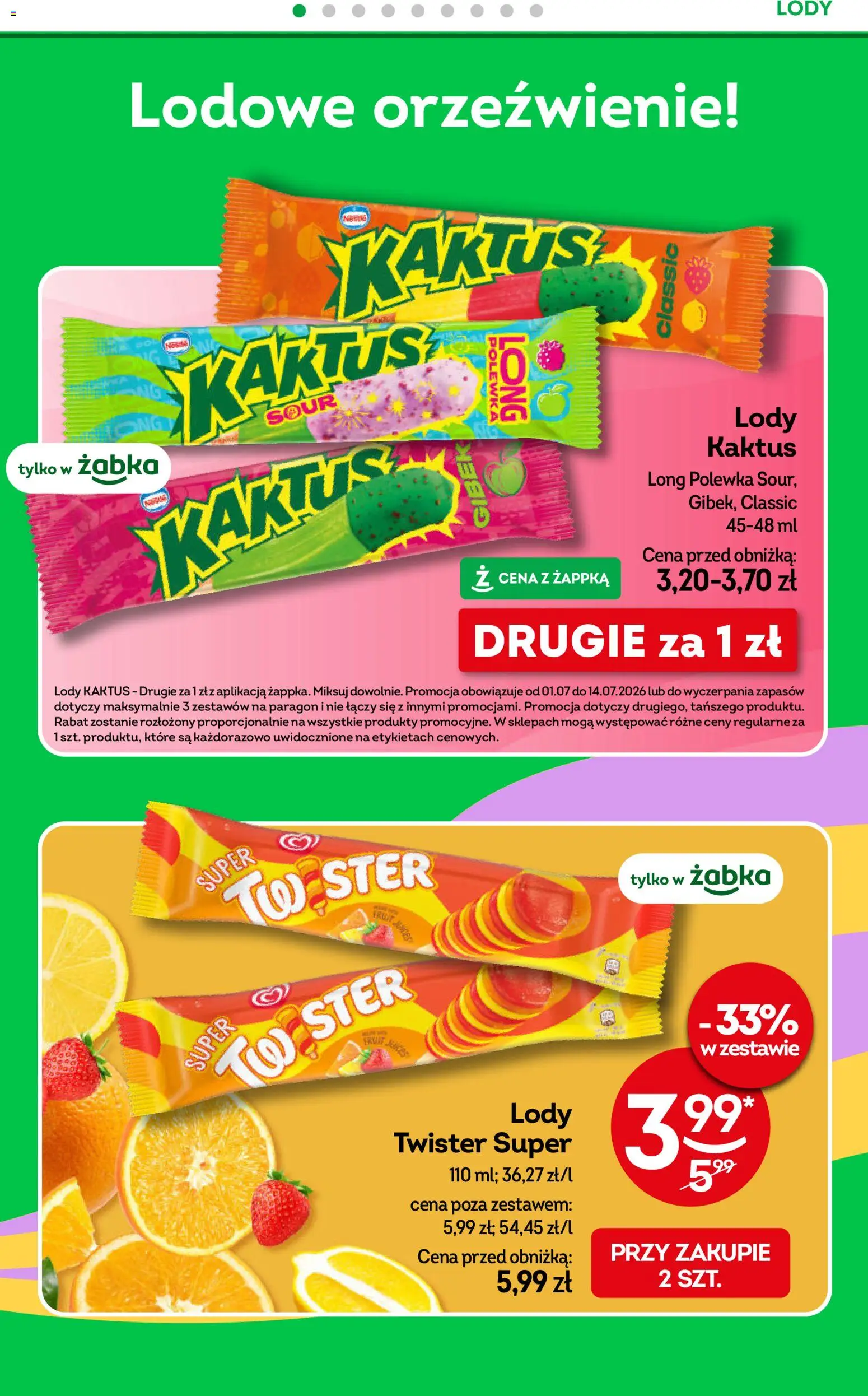 Żabka gazetka od 01.07.2026 | Strona: 32 | Produkty: Lody Kaktus, Lody