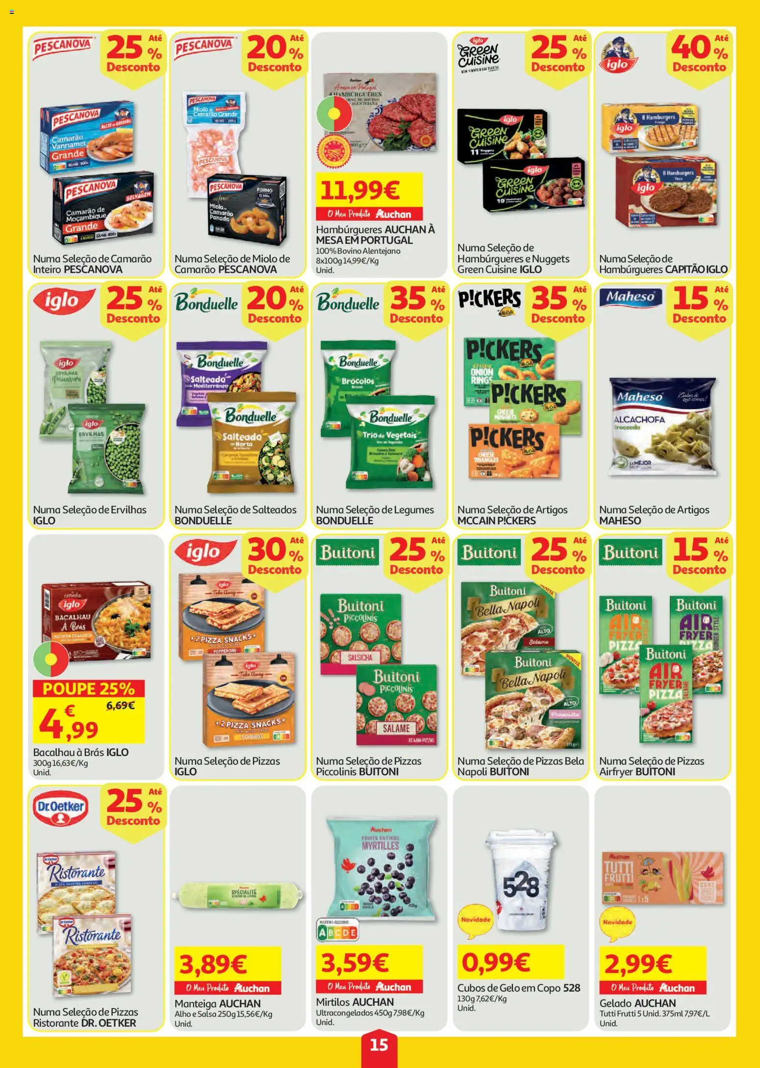 Auchan folheto │ válido de 23/07/2026 | Página: 15 | Produtos: Brócolos, Forno, Capitão iglo, Pizza