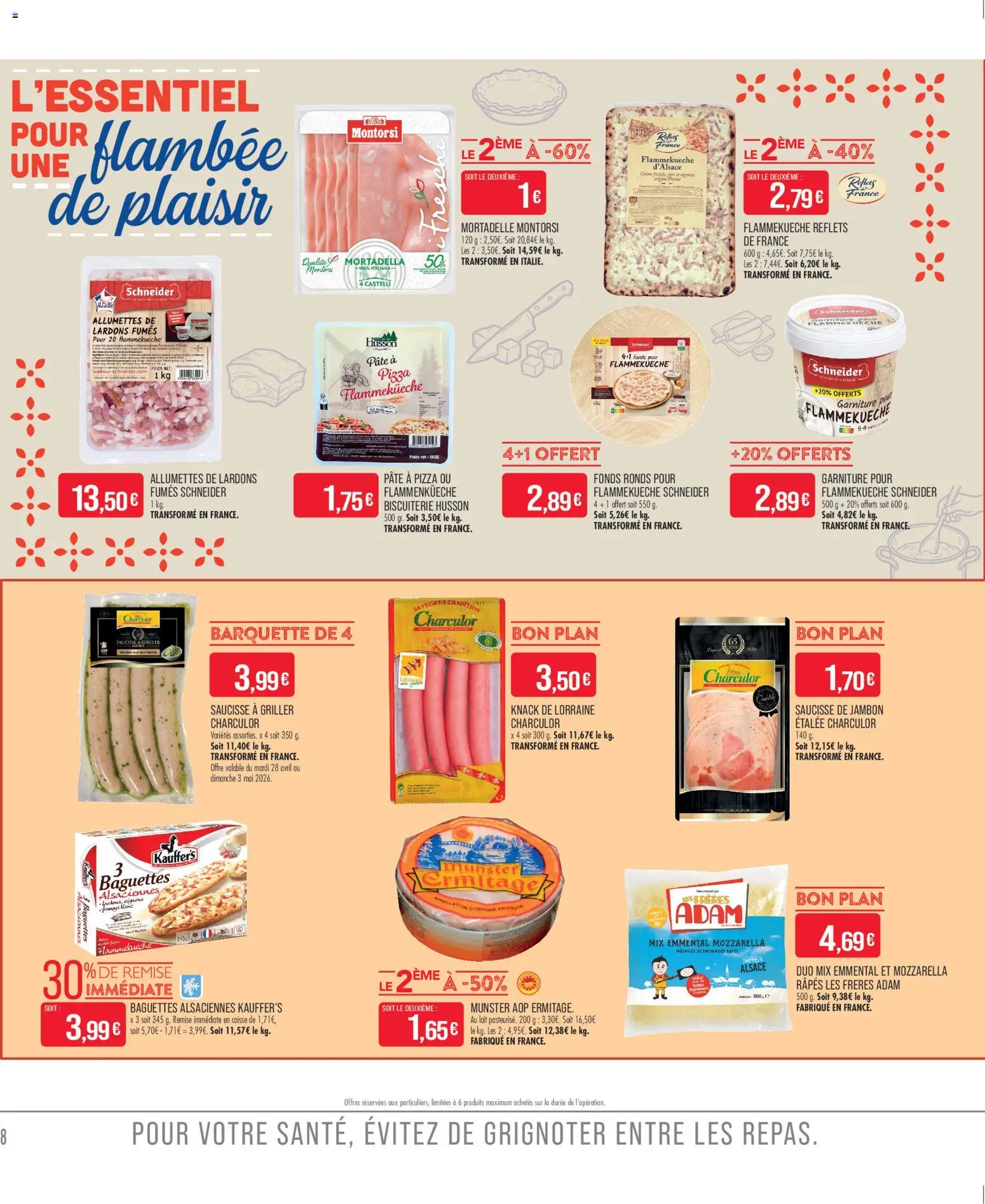 {H1} | Page: 8 | Produits: Lardons, Emmental, Lait, Oignons