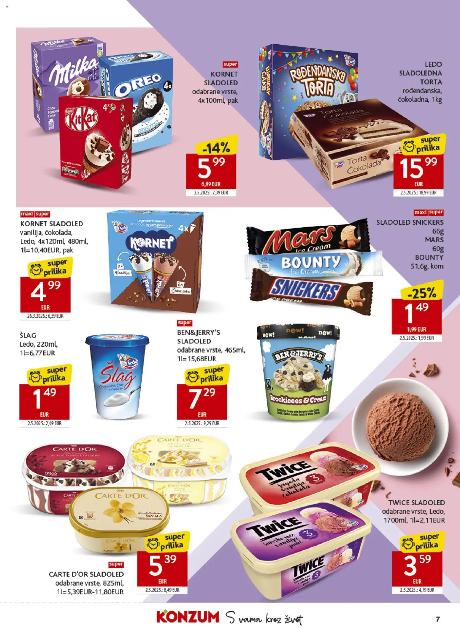 Konzum katalog | vrijedi od 27.05.2026 | Stranica: 7 | Proizvodi: Čokolada, Ledo, Sladoled, Milka