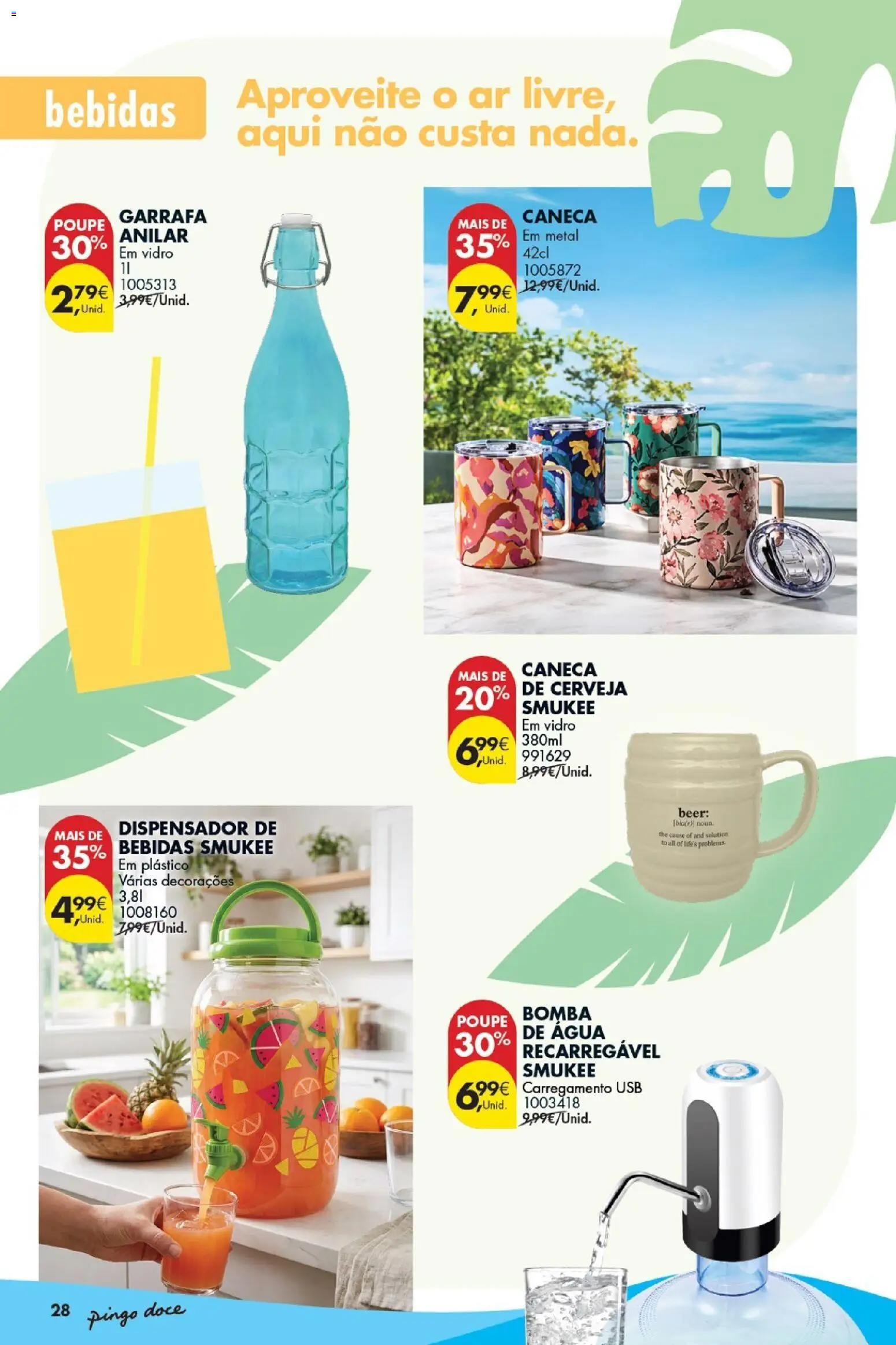 Pingo Doce Bazar Verão │ válido de 09.06.2026 | Página: 30 | Produtos: Agua, USB, Caneca, Cerveja