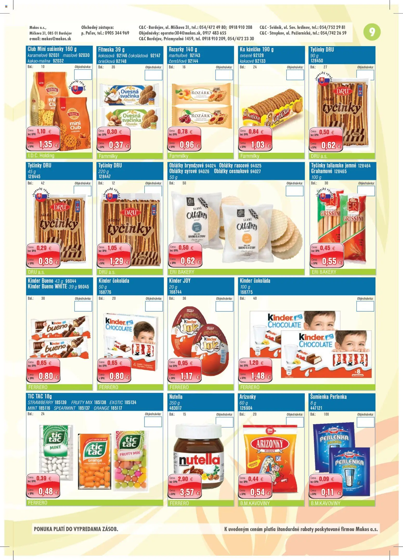 Nové Makos akcie – leták je platný od 29.06.2026 | Strana: 9 | Produkty: Kinder, Kinder Bueno, Čokoláda, Nutella