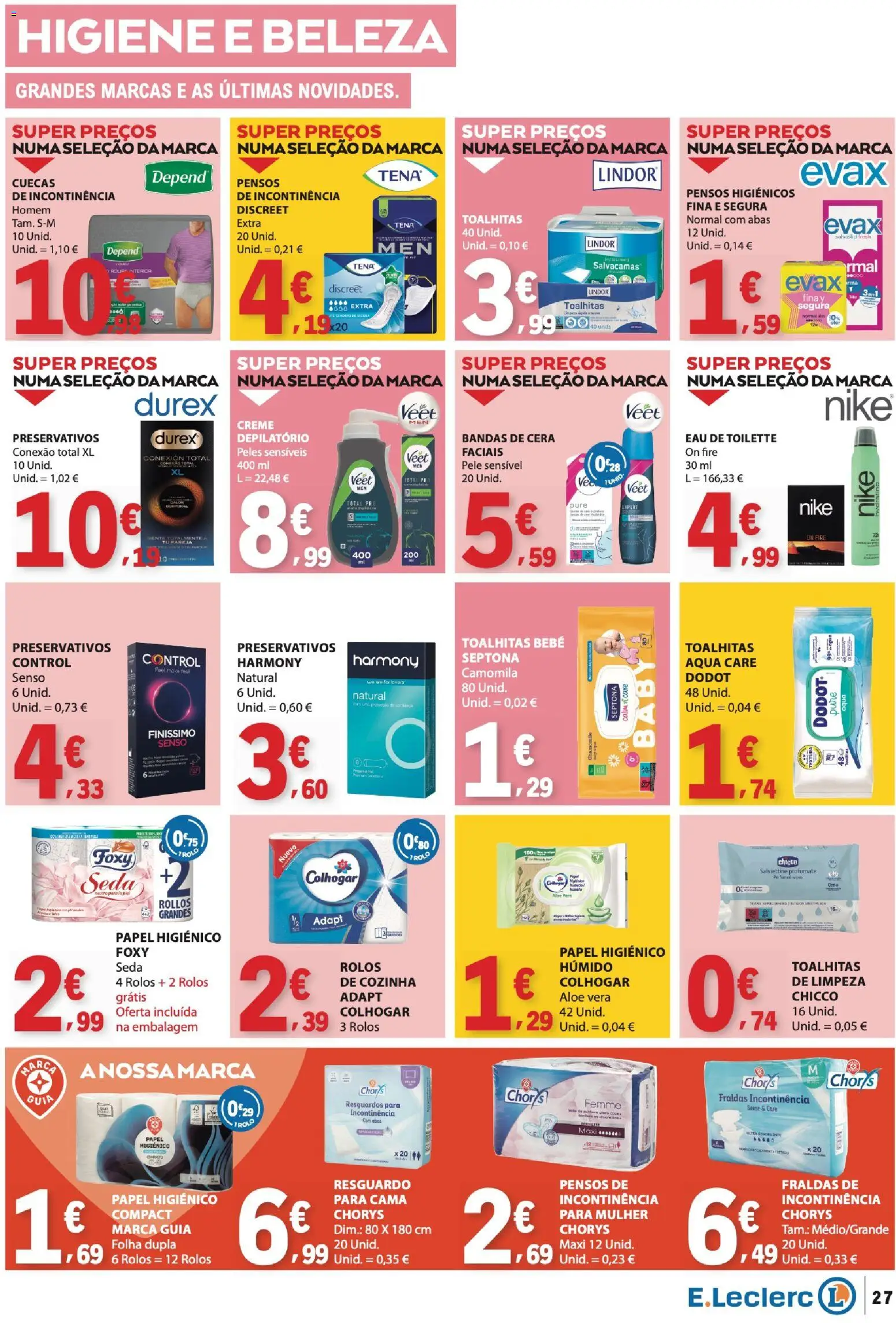 E.Leclerc folheto │ válido de 24/09/2026 | Página: 27 | Produtos: Papel higiénico, Aloe Vera, Creme, Cuecas