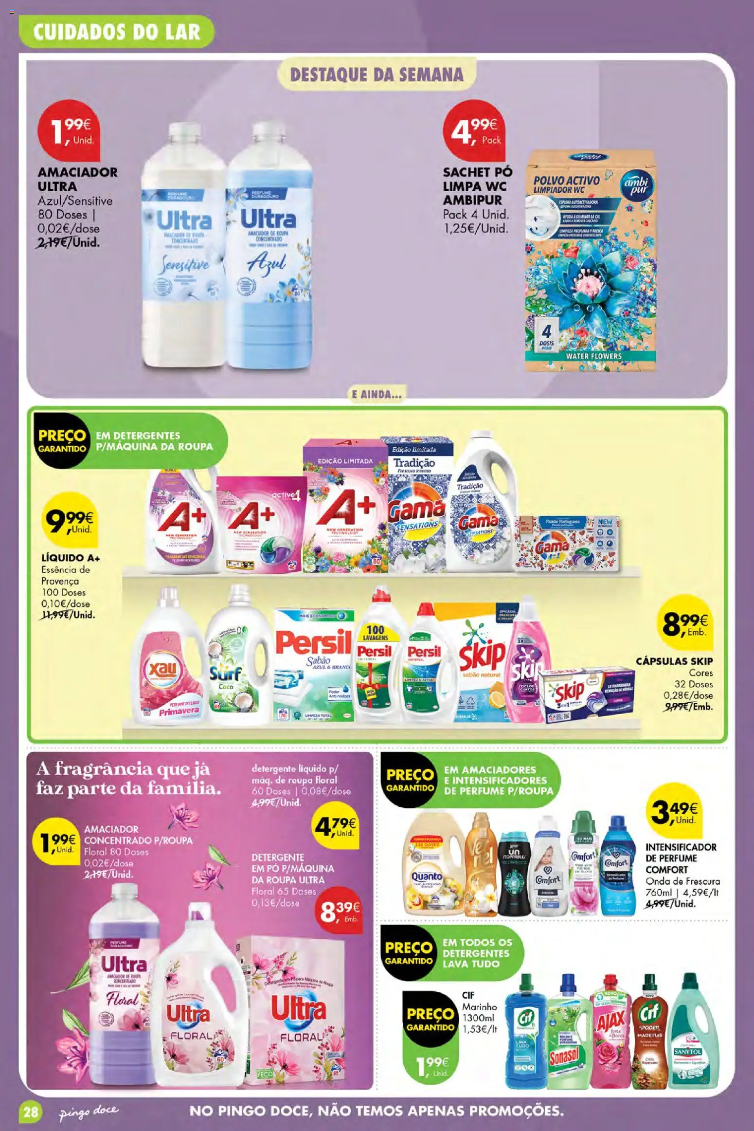Pingo Doce Poupe Esta Semana Açores │ válido de 09/07/2026 | Página: 28 | Produtos: Perfume, Amaciador de roupa, Detergente, Madeiras