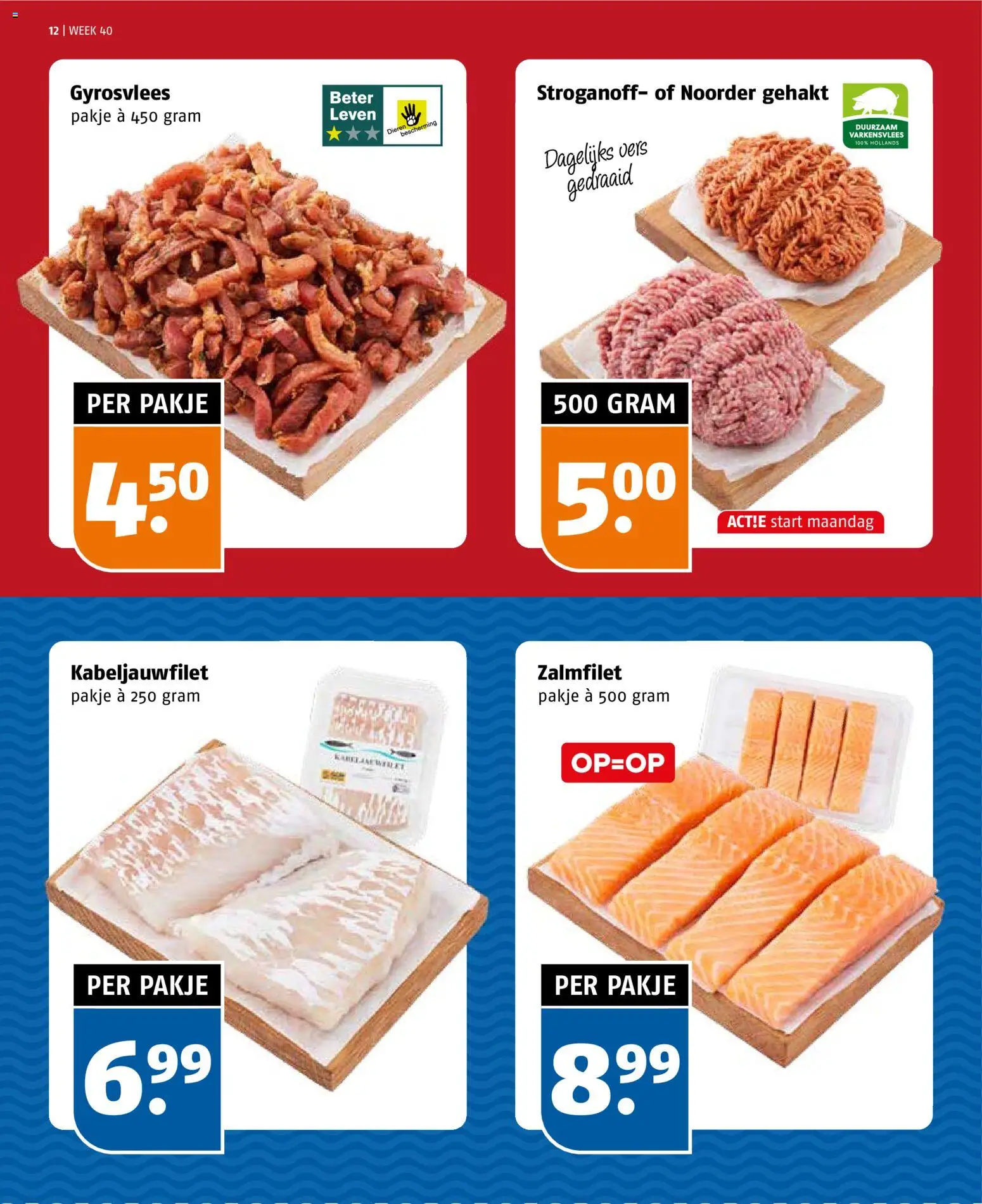 {H1} | Pagina: 12 | Producten: Varkensvlees, Gehakt, Zalmfilet