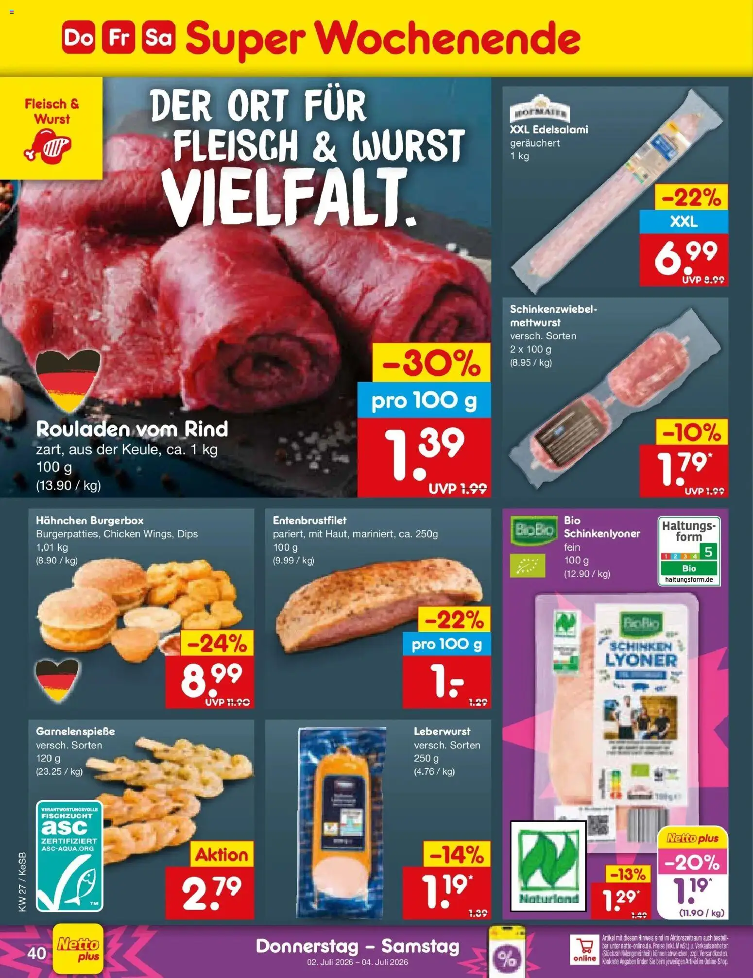 Netto Marken-Discount Prospekt Bonn – gültig ab 29.06.2026 | Seite: 58 | Produkte: Hahnchen, Wurst, Schinken, Fleisch