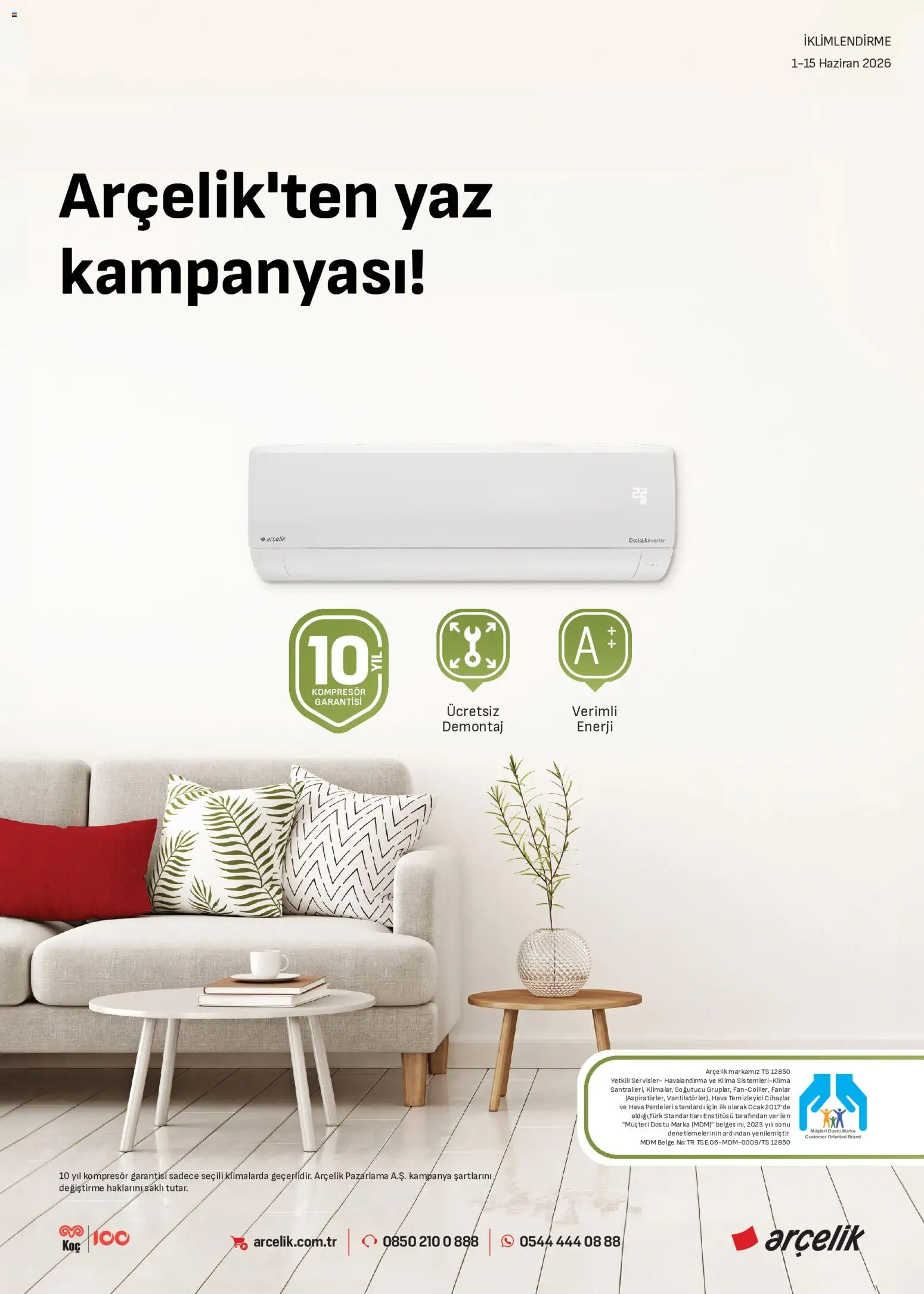 Arçelik - İklimlendirme Kataloğu - 01.06.2026 tarihinden itibaren geçerlidir | Sayfa: 1