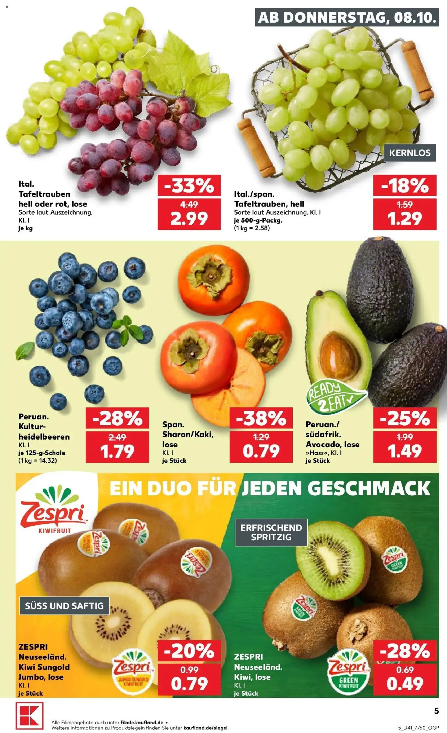 Prospekt Kaufland ab 05.10.2026 » Angebote Online zum Blättern | Seite: 15 | Produkte: Heidelbeeren, Kiwi